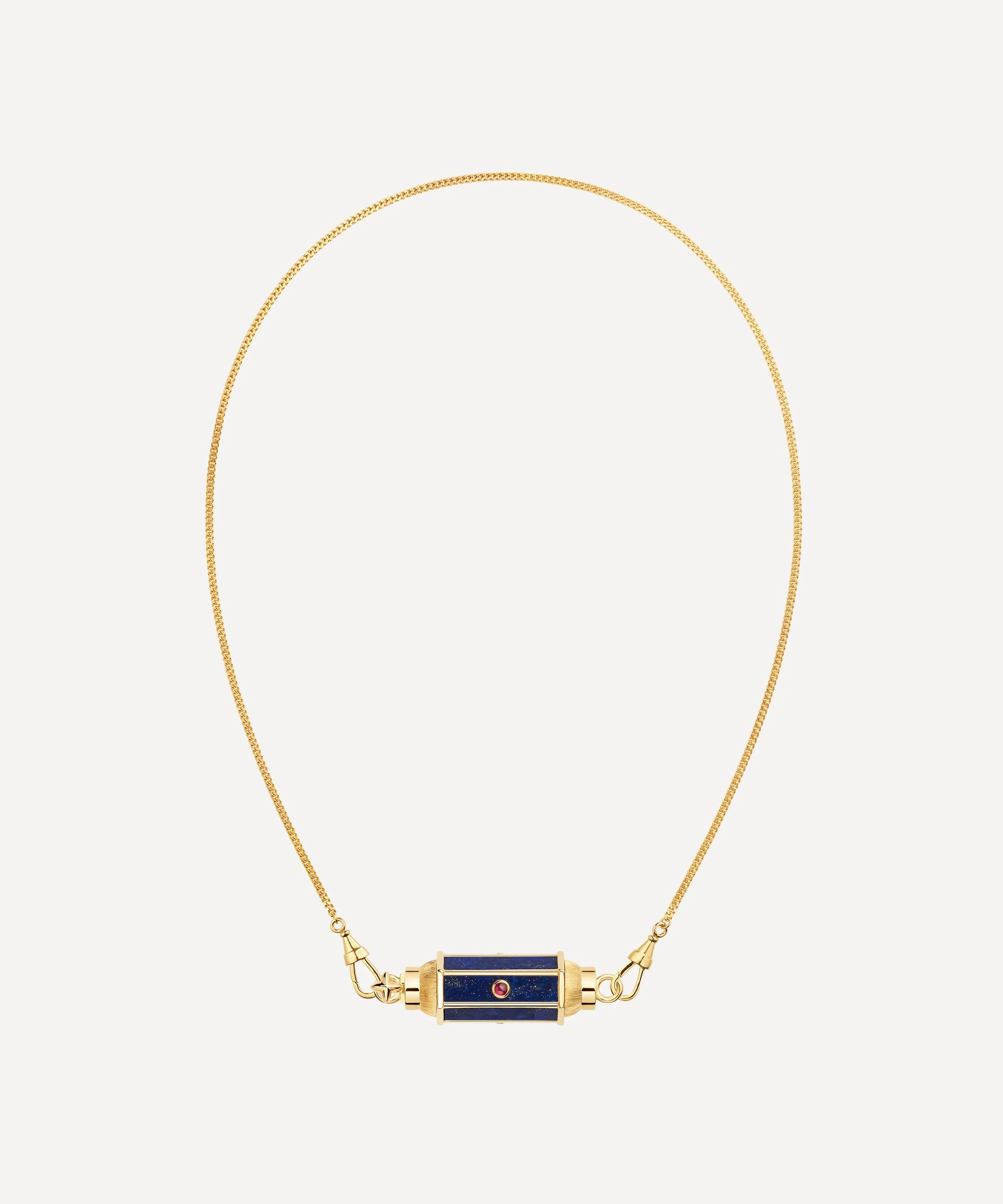 18ct Gold Lapis Baby Locket Necklace - 1