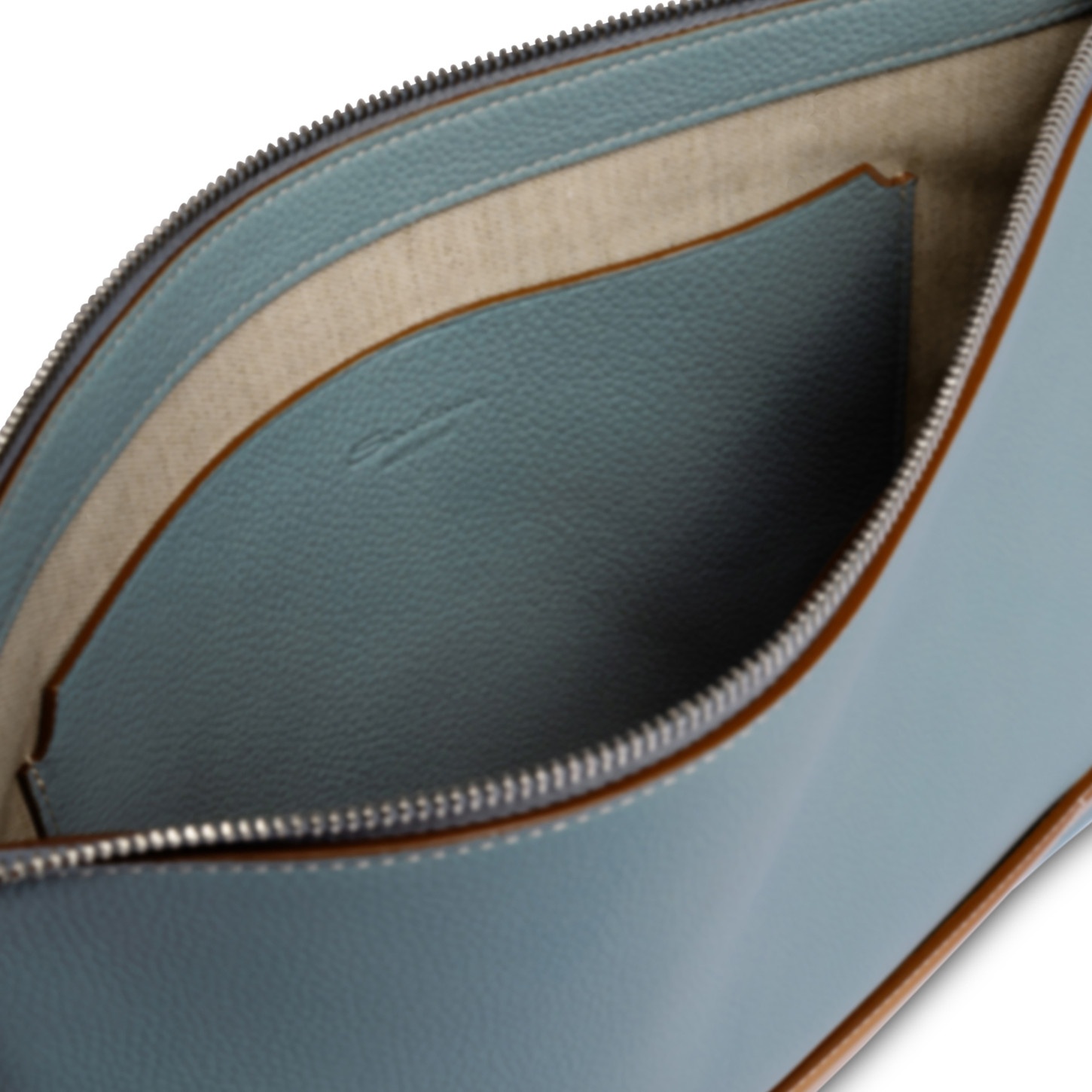 Light blue tumbled leather pouch - 5