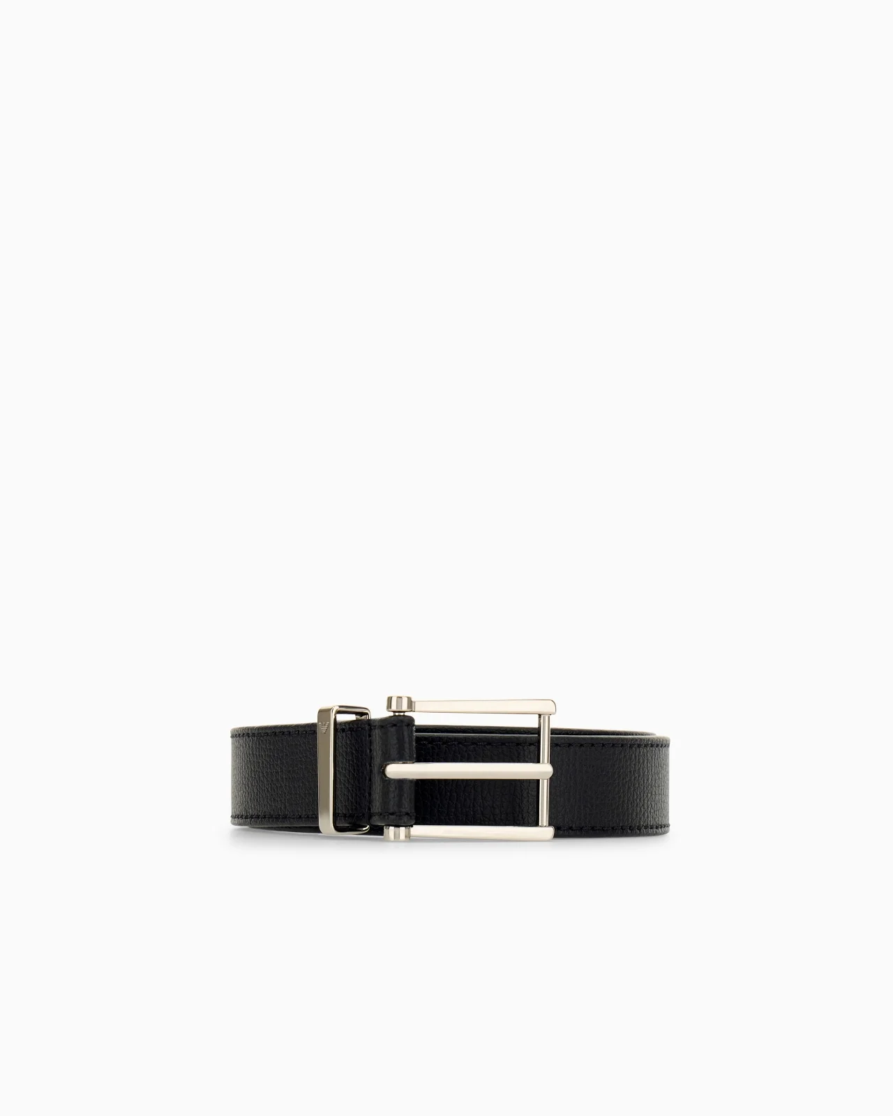 TONGUE BELT IN TEXTURED LEATHER WITH A RECTANGULAR BUCKLE - 1