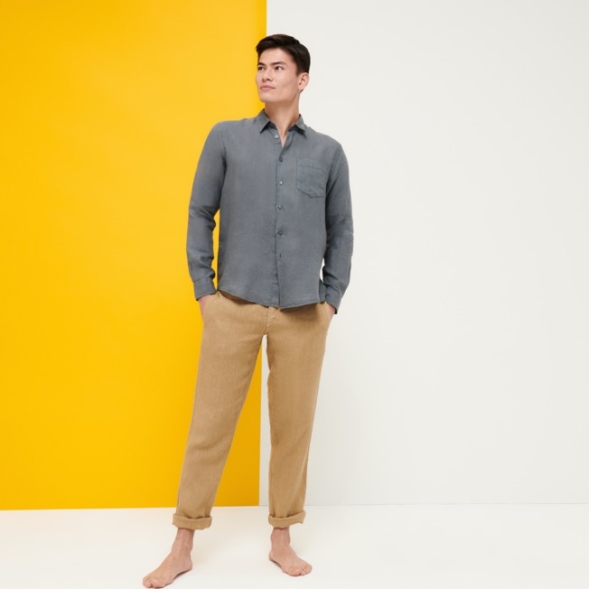 Men Linen Shirt Natural Dye - 7