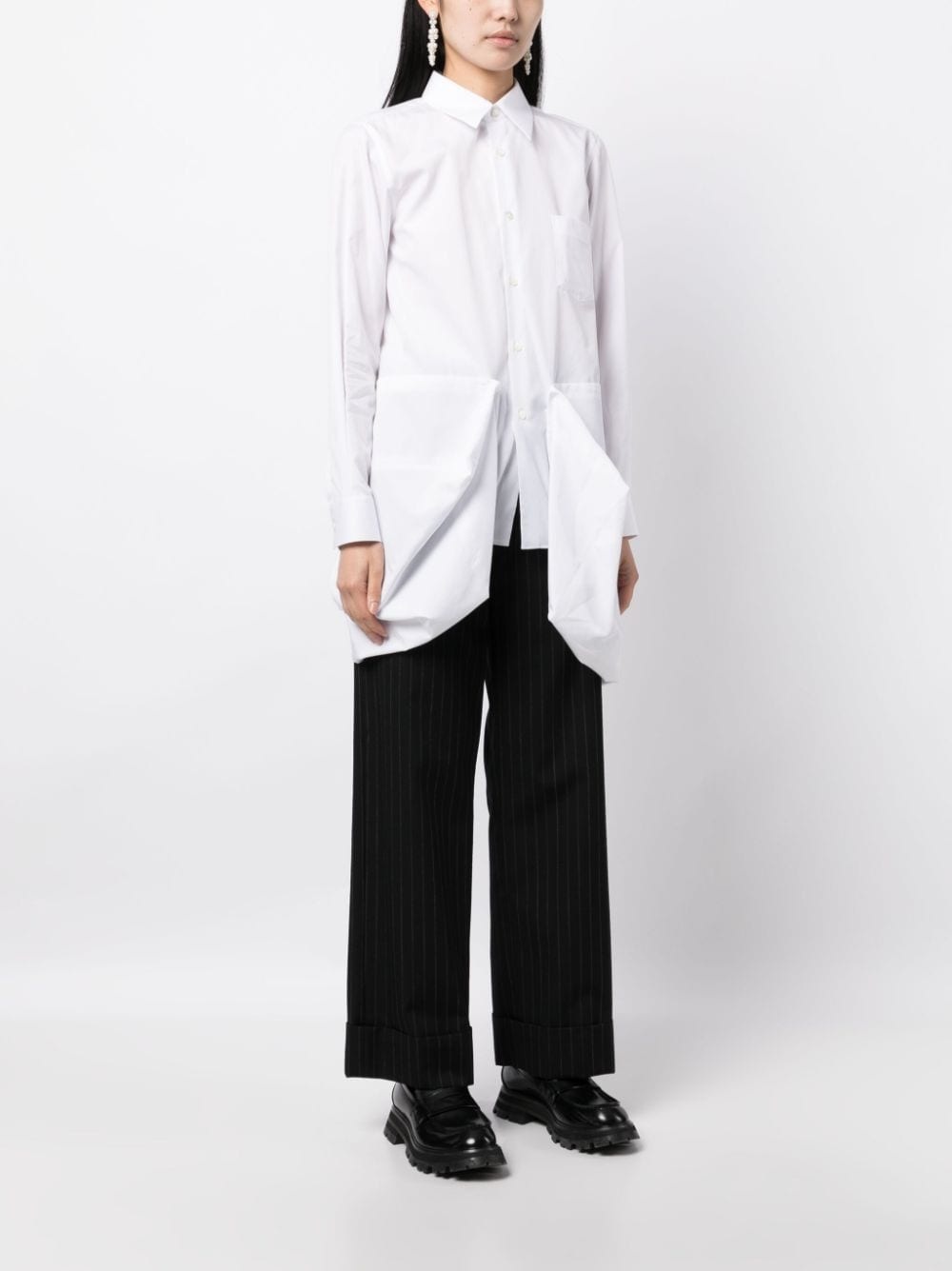 asymmetric-hem cotton shirt - 3