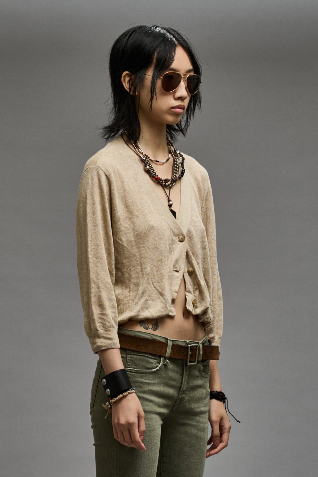 BALLOON CARDIGAN - KHAKI - 5