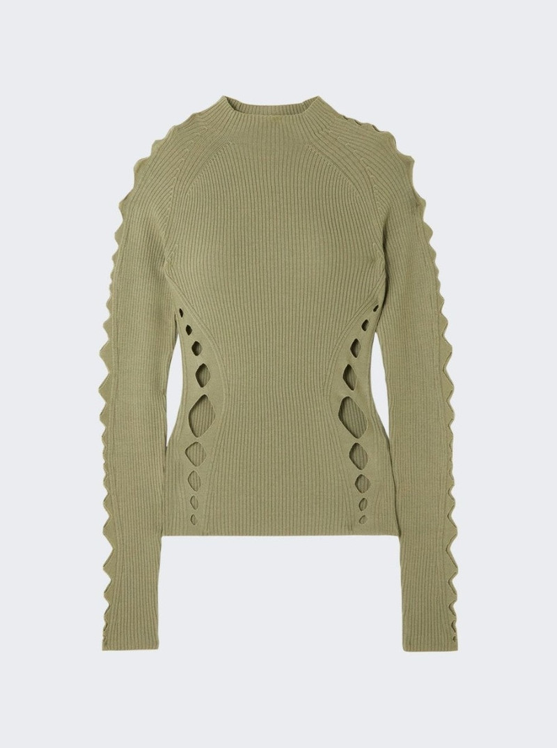 Snake Diamond Skivvy Knit Top Sage - 1
