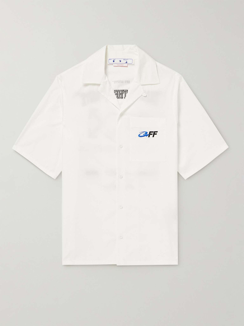 Camp-Collar Embroidered Printed Cotton-Poplin Shirt - 1