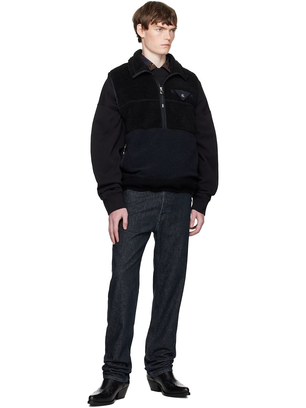 Black Wool Jersey Vest - 4