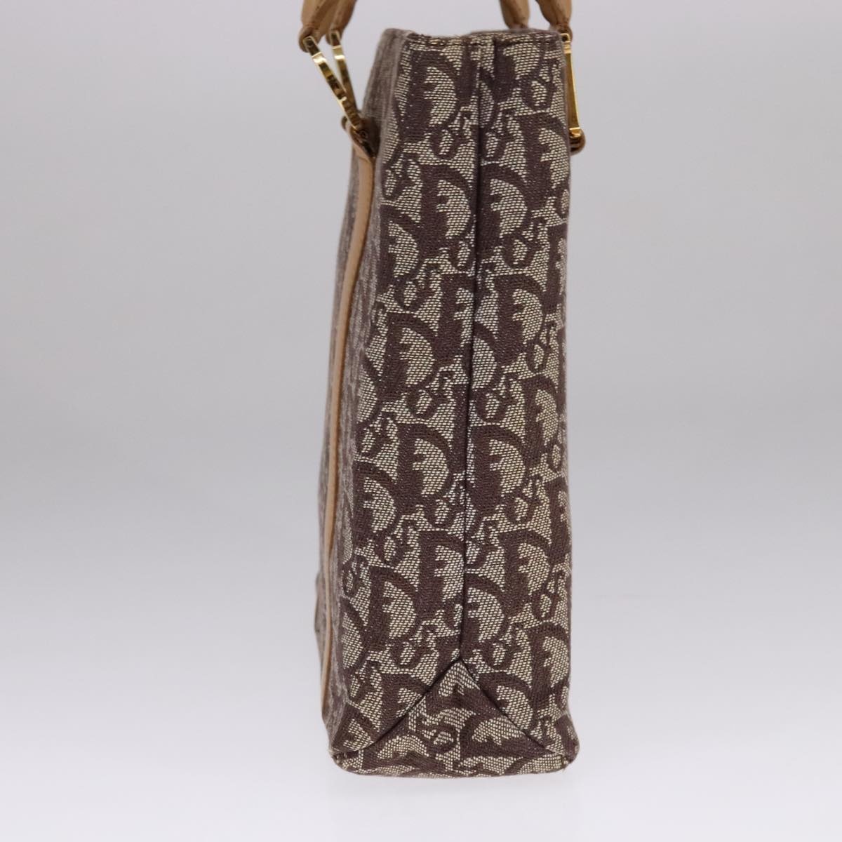 DIOR Trotter Canvas Hand Bag Brown Gold - 4