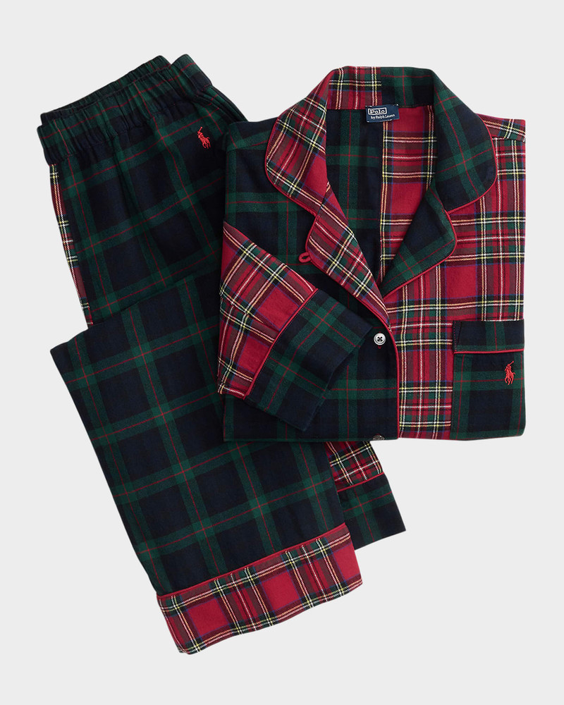 Madison Patchwork Cotton Plaid Pajama Set 1
