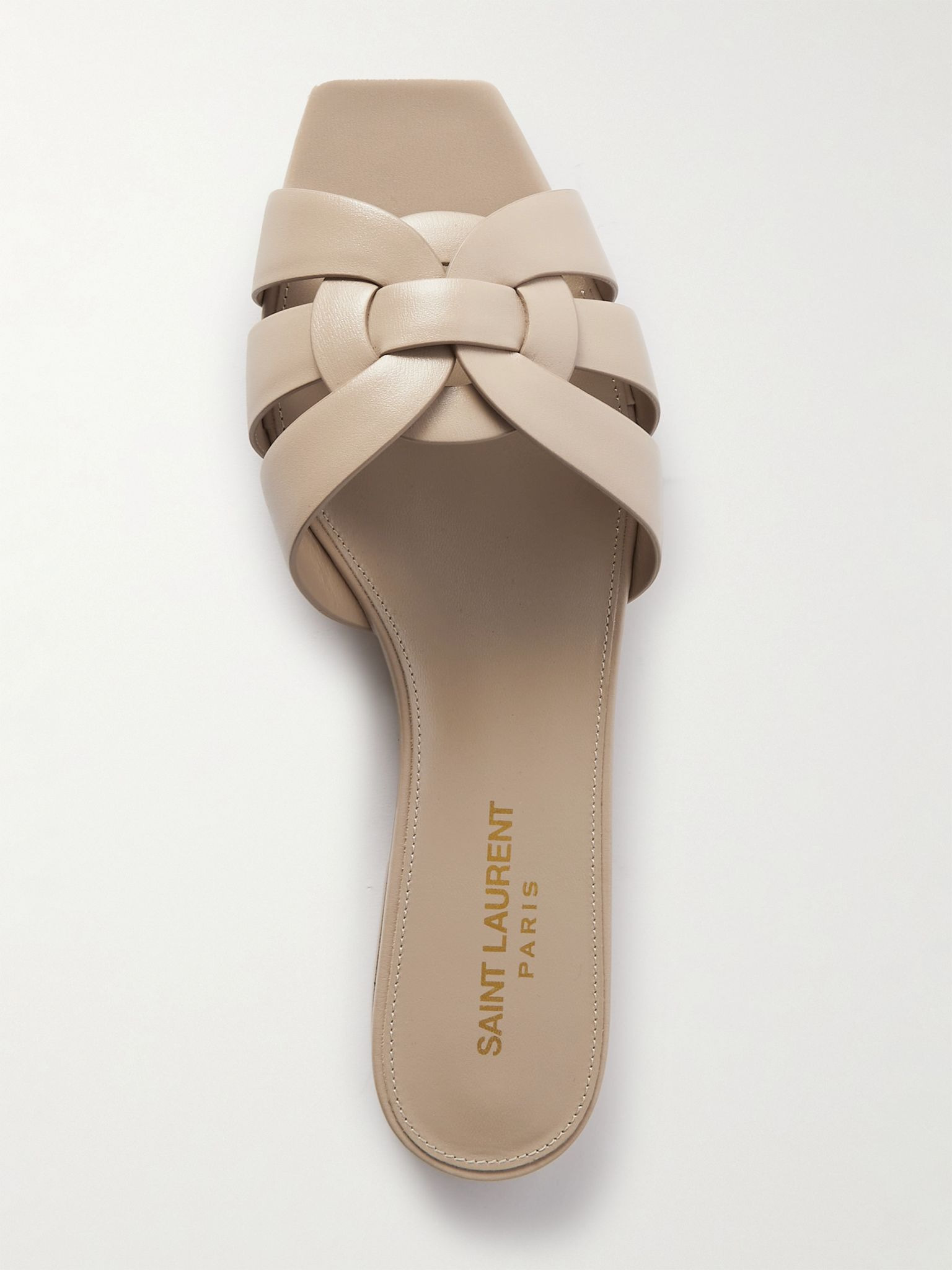 Tribute woven leather slides Beige - 5