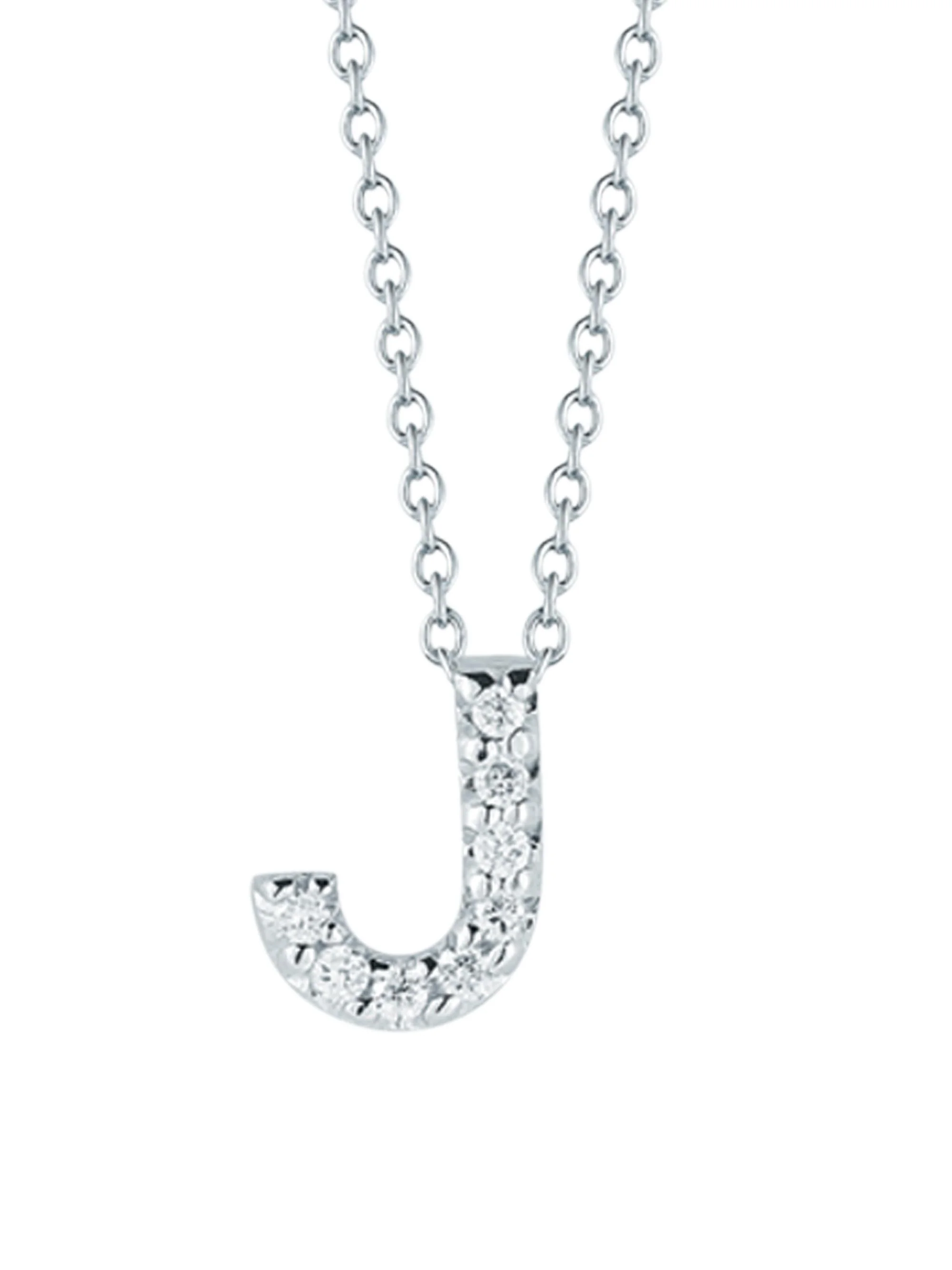 Women's Tiny Treasures 0.08 TCW Diamond & 18K White Gold Initial Necklace - Initial J - 1