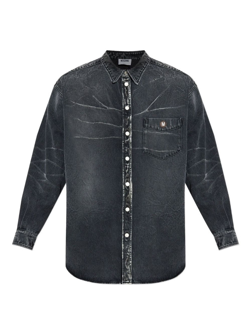 logo-patch denim shirt 1