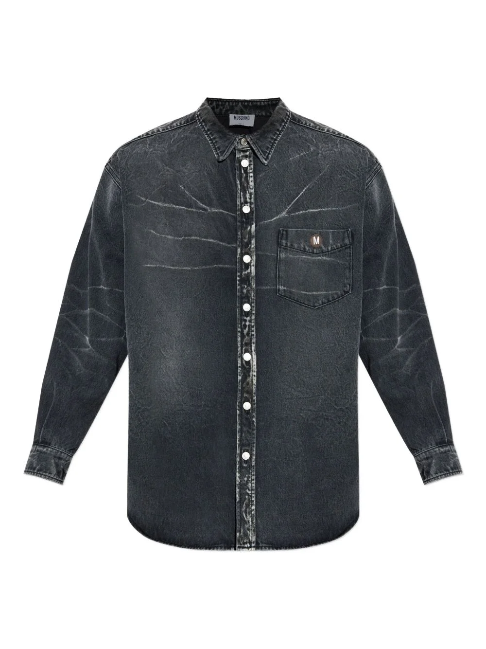 logo-patch denim shirt - 1