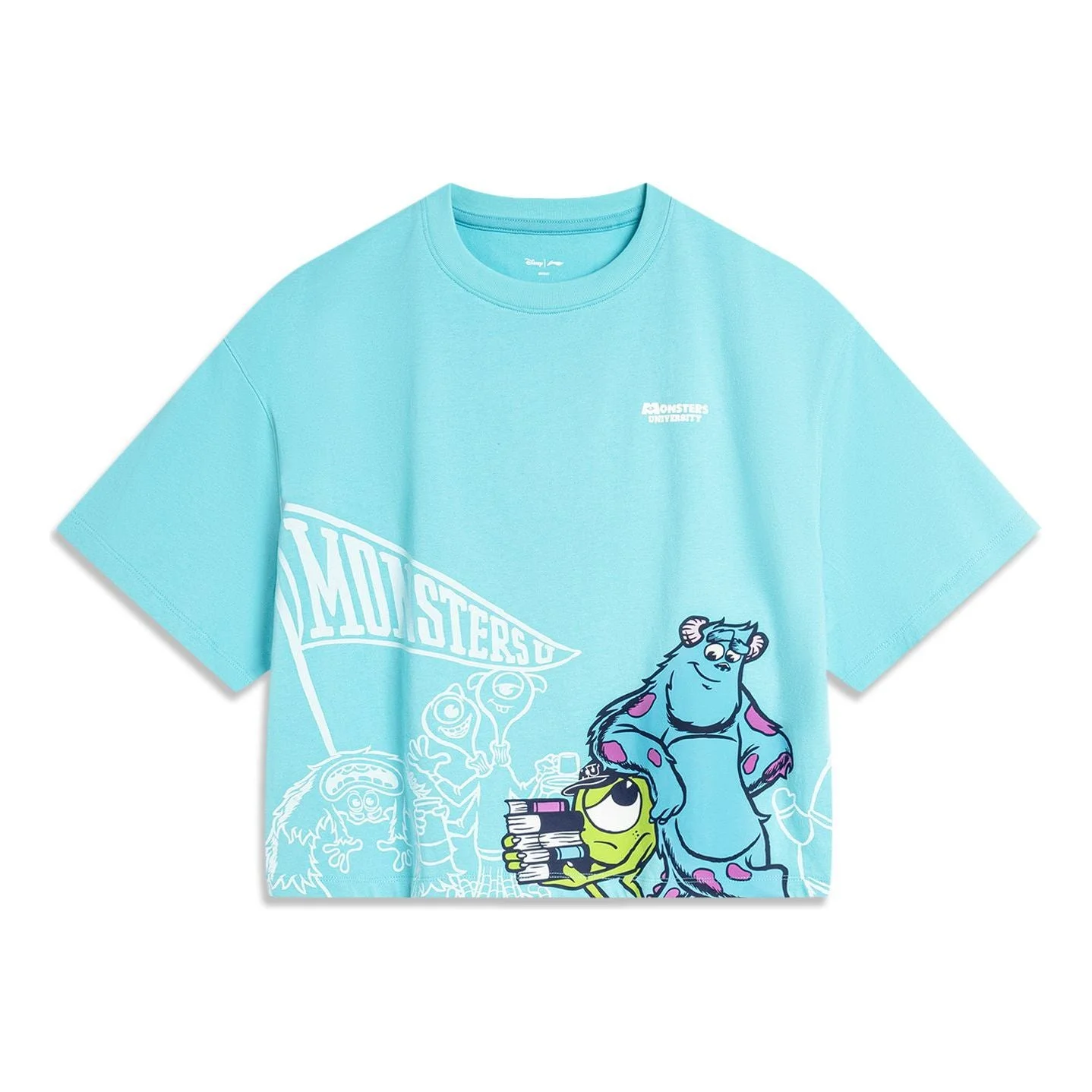 (WMNS) Li-Ning x 디즈니 몬스터 대학 그래픽 티셔츠 '스카이 블루' AHSU490-3 - 1