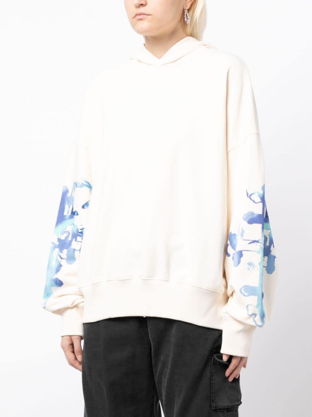 abstract-print cotton hoodie - 4