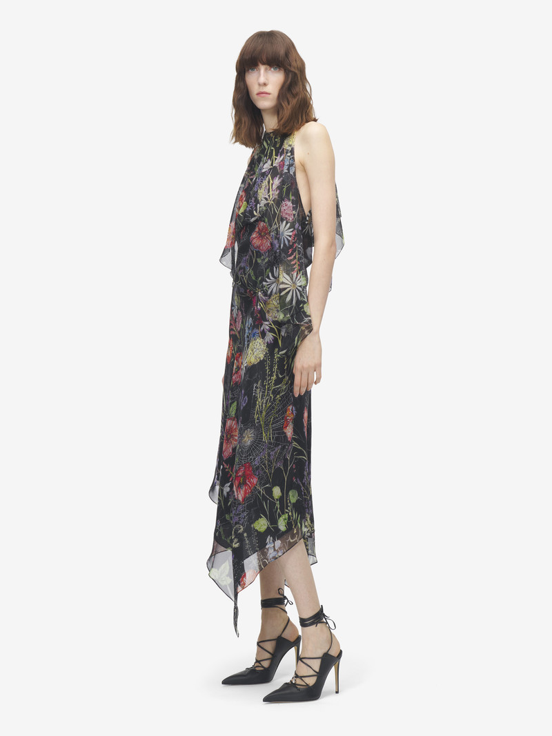 Alexander McQueen Meadow Floral Print Asymmetric Evening Dress outlook