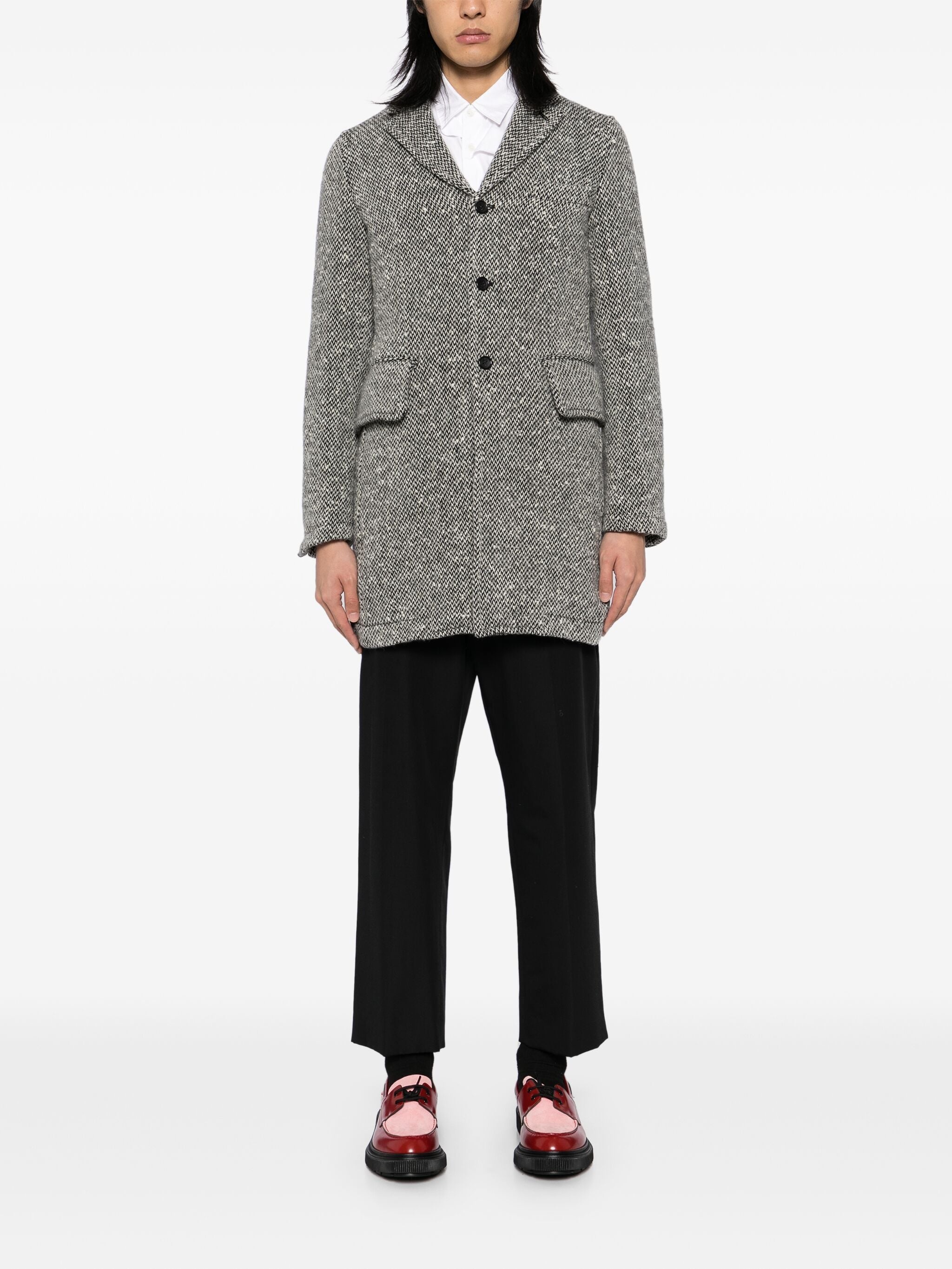 HERRINGBONE TWEED SINGLE-BREASTED COAT - 2