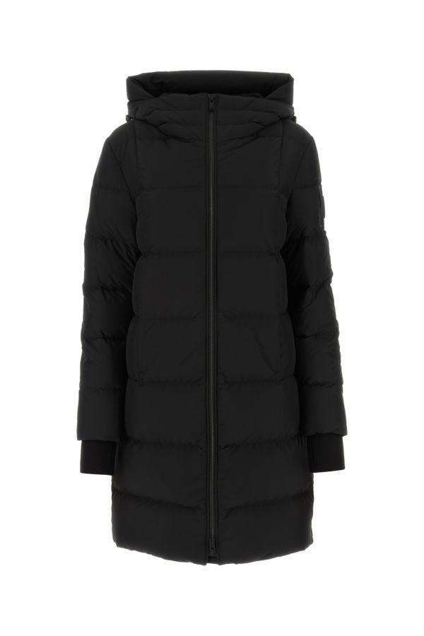 Black nylon down jacket - 1