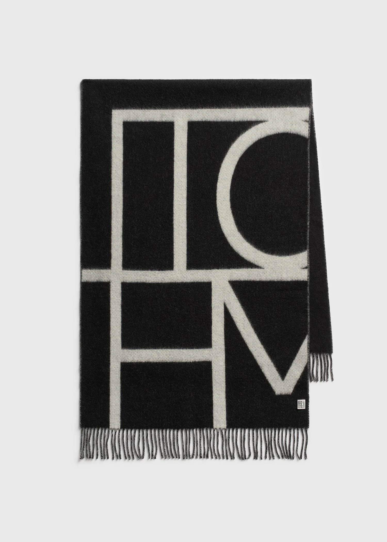 Monogram brushed wool scarf black - 1
