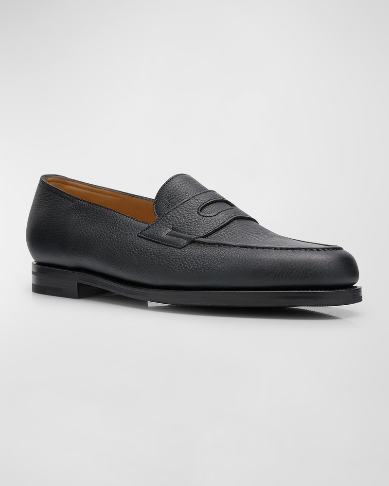 John Lobb Men's Lopez Soft Grained Leather Penny Loafers outlook