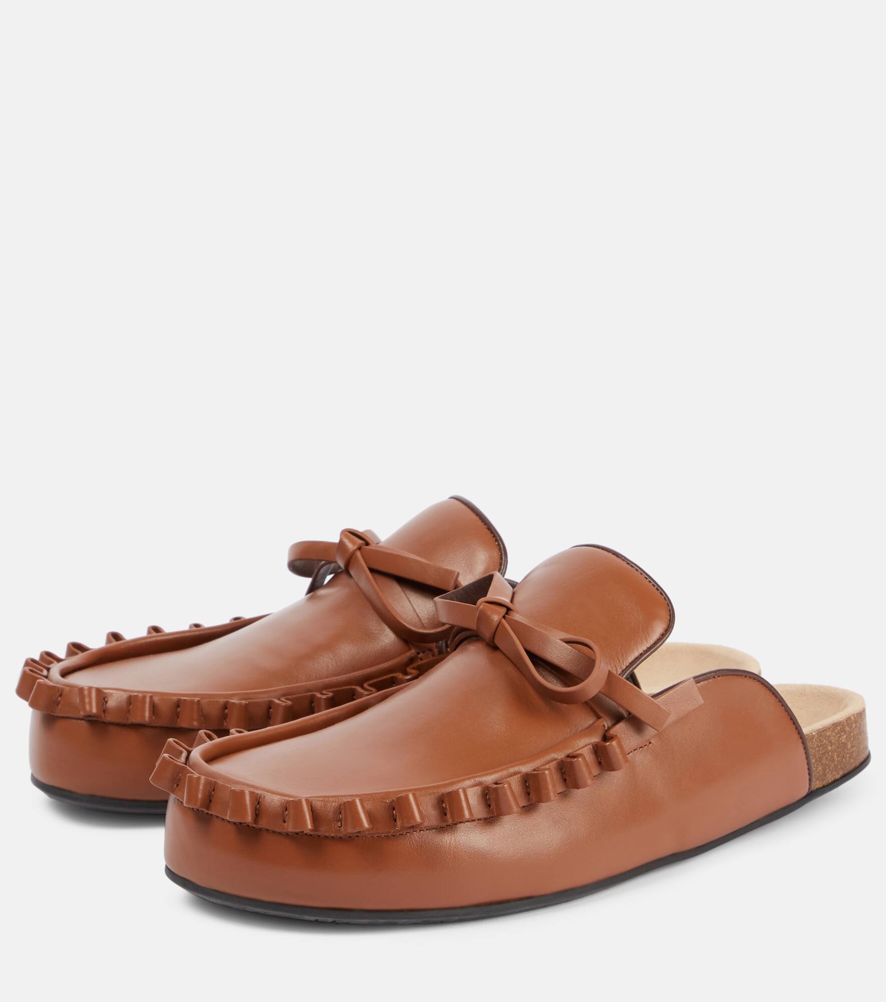 Ruffled leather mules - 4