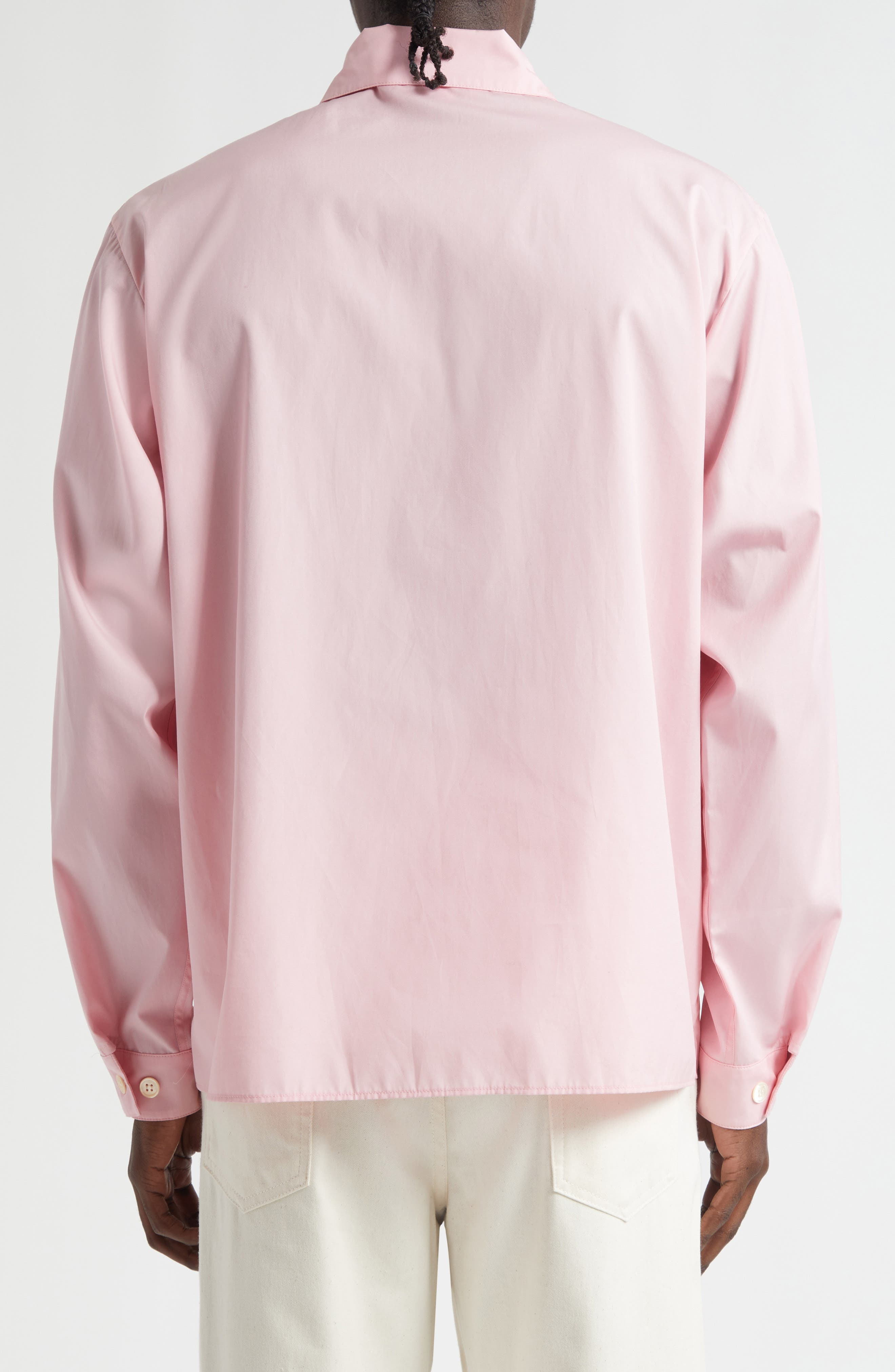 Marni Hidden Logo Organic Cotton Poplin Zip Shirt in Peony at Nordstrom - 3