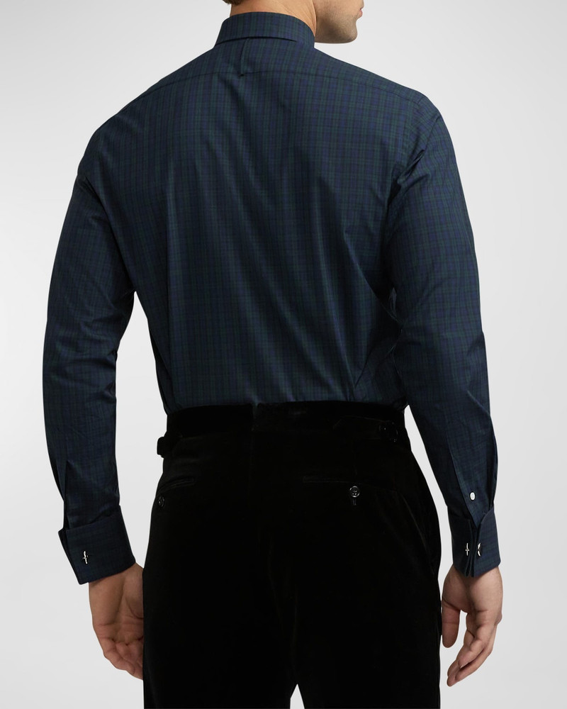 Men's Dexter Plaid Poplin French Cuff Tuxedo Shirt 4