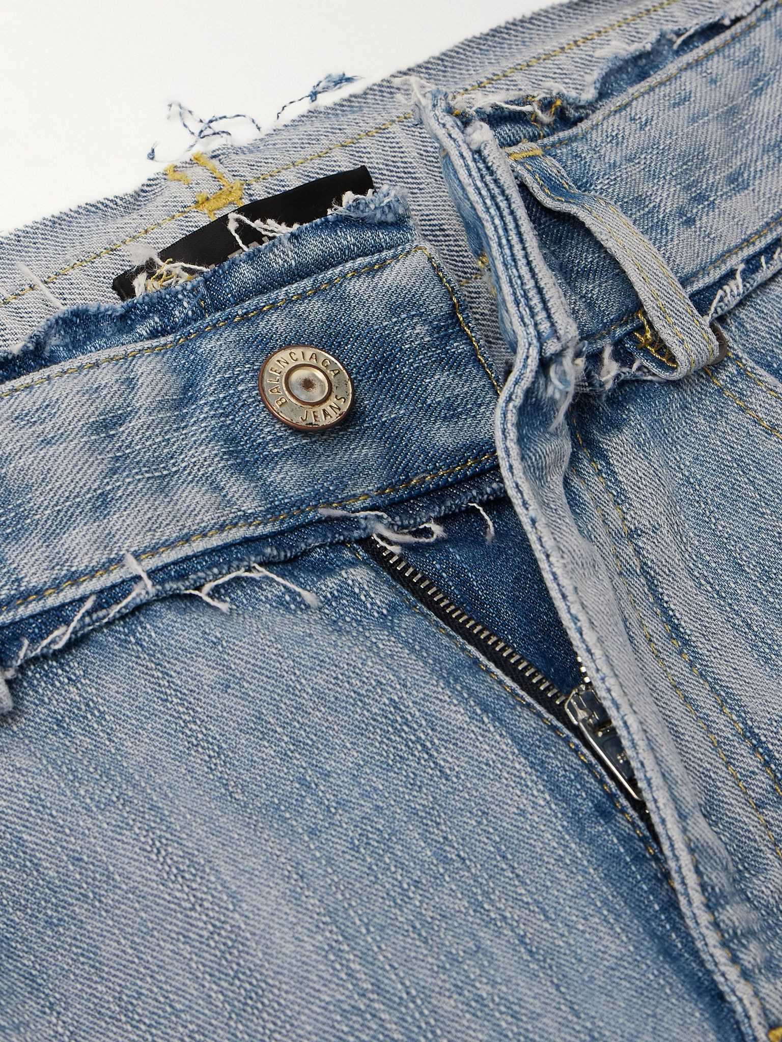 Frayed low-rise straight-leg jeans Light denim - 5