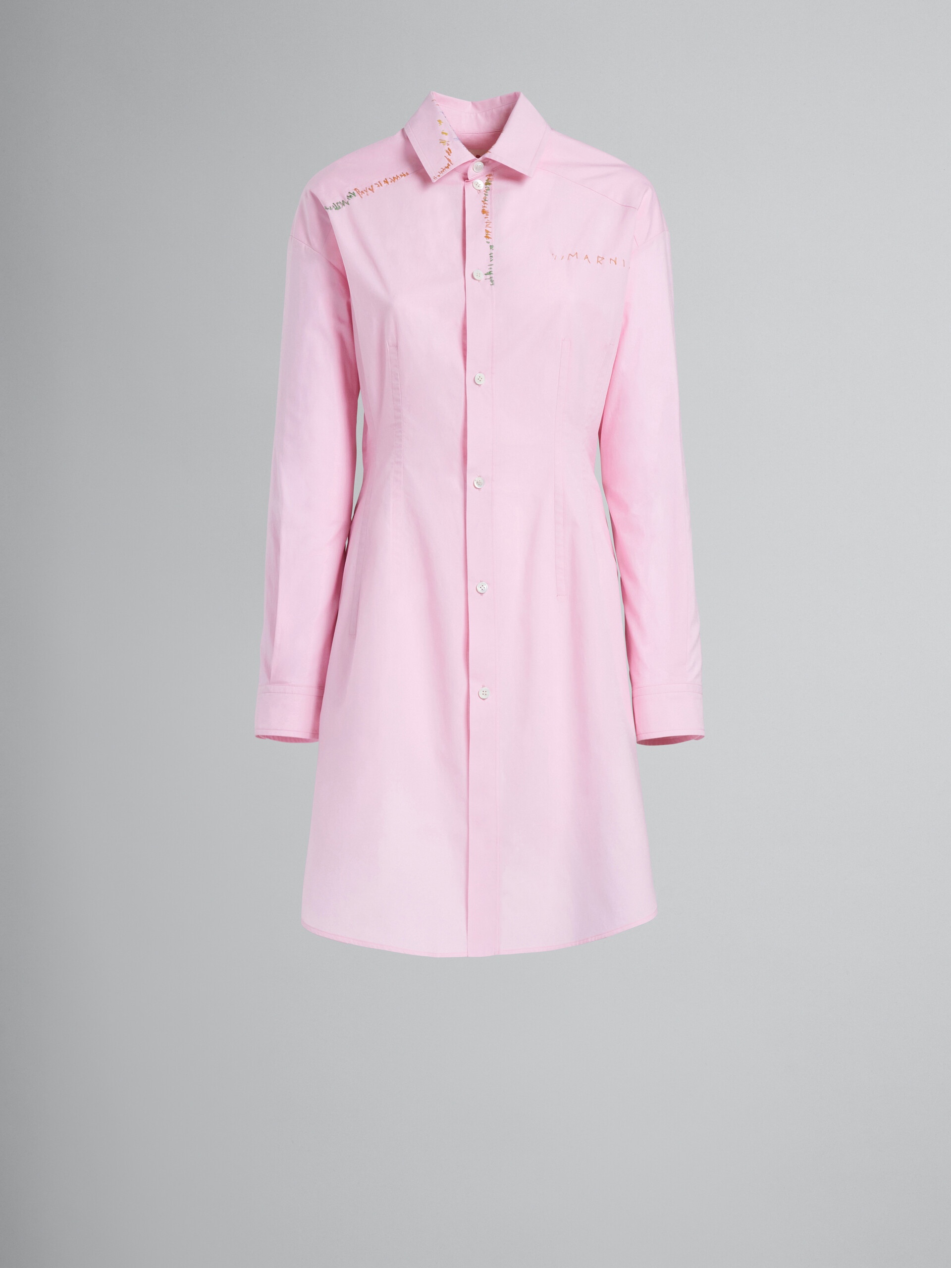 LIGHT PINK SHIRT DRESS IN BIO COTTON POPLIN - 1