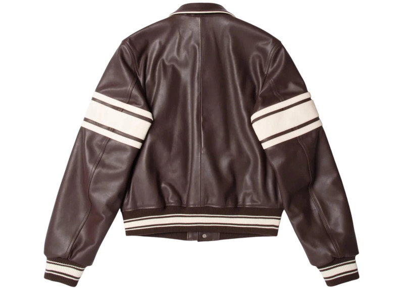 Stüssy Stussy x Wales Bonner Leather Varsity Jacket Brown outlook