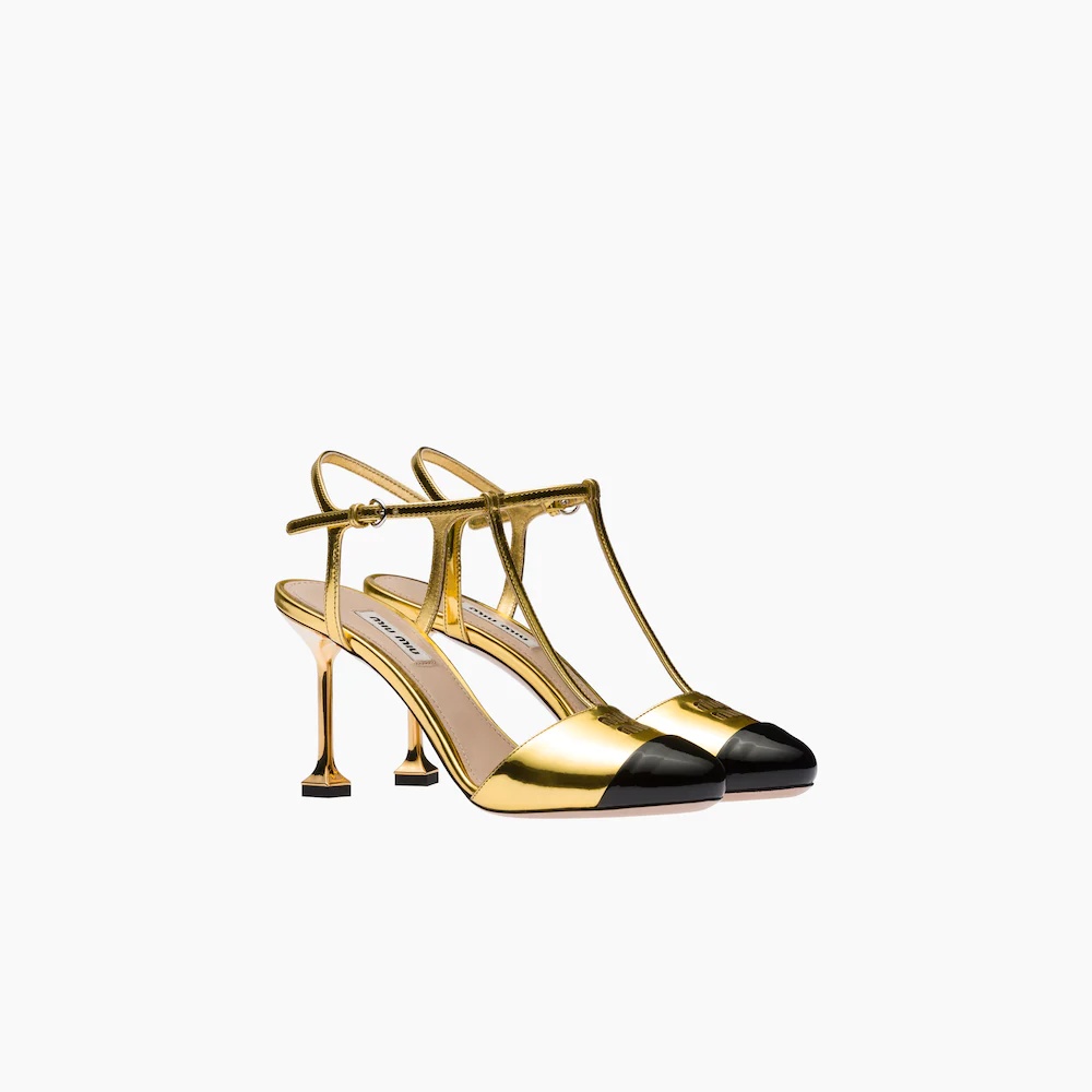 Metallic technical fabric and patent leather pumps - 1
