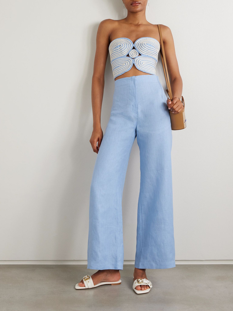 ANDRES OTALORA Poesia wide-leg linen pants Blue outlook