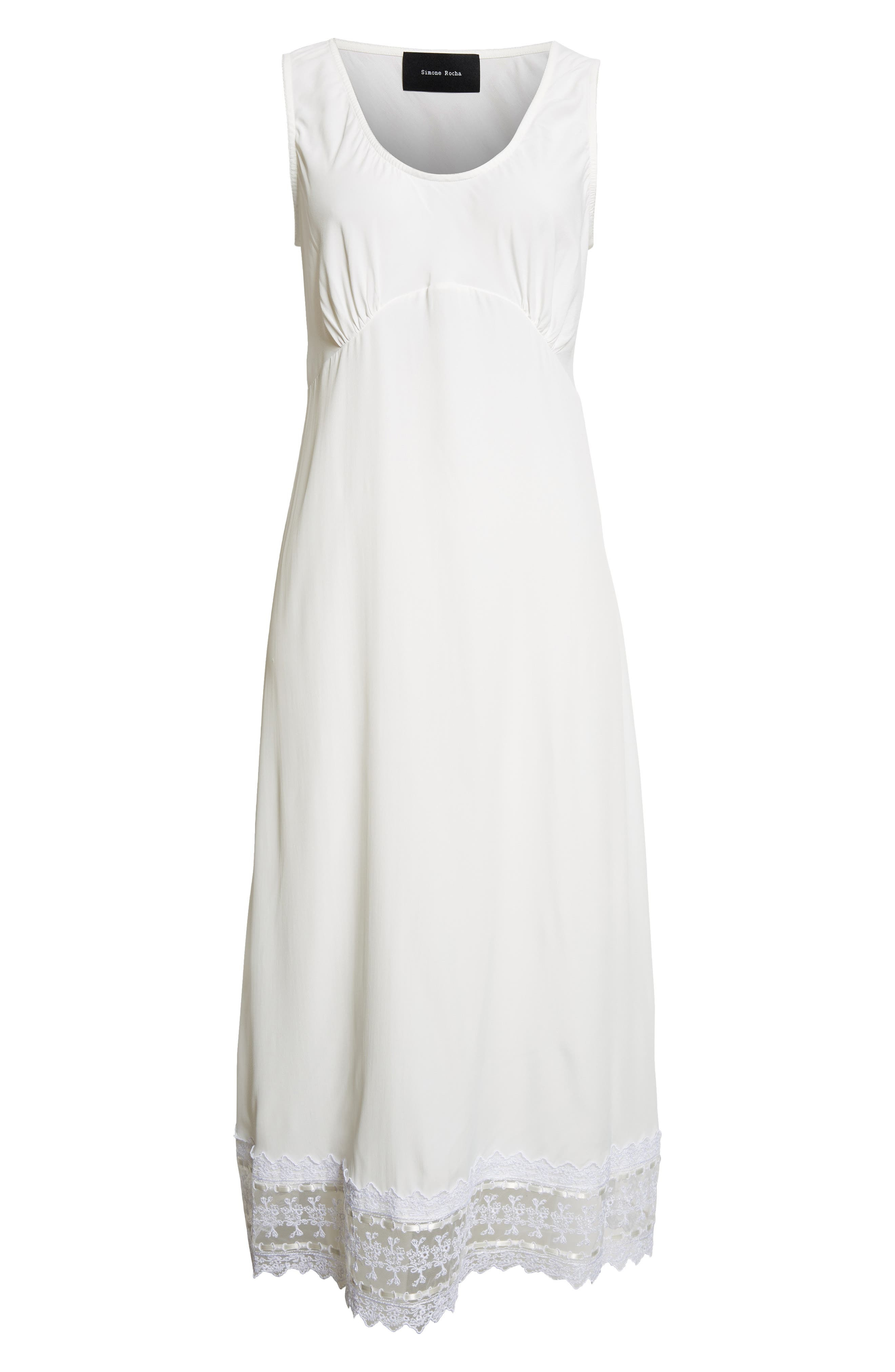 Simone Rocha Scoop Neck Lace Trim Midi Dress in Ivory at Nordstrom - 5