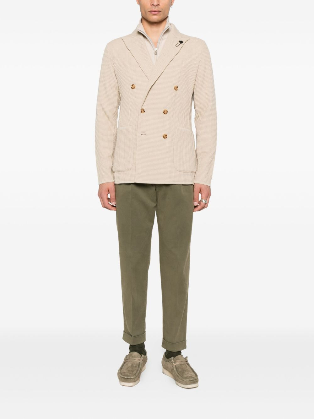 double-breasted waffle-textured jacket - 2
