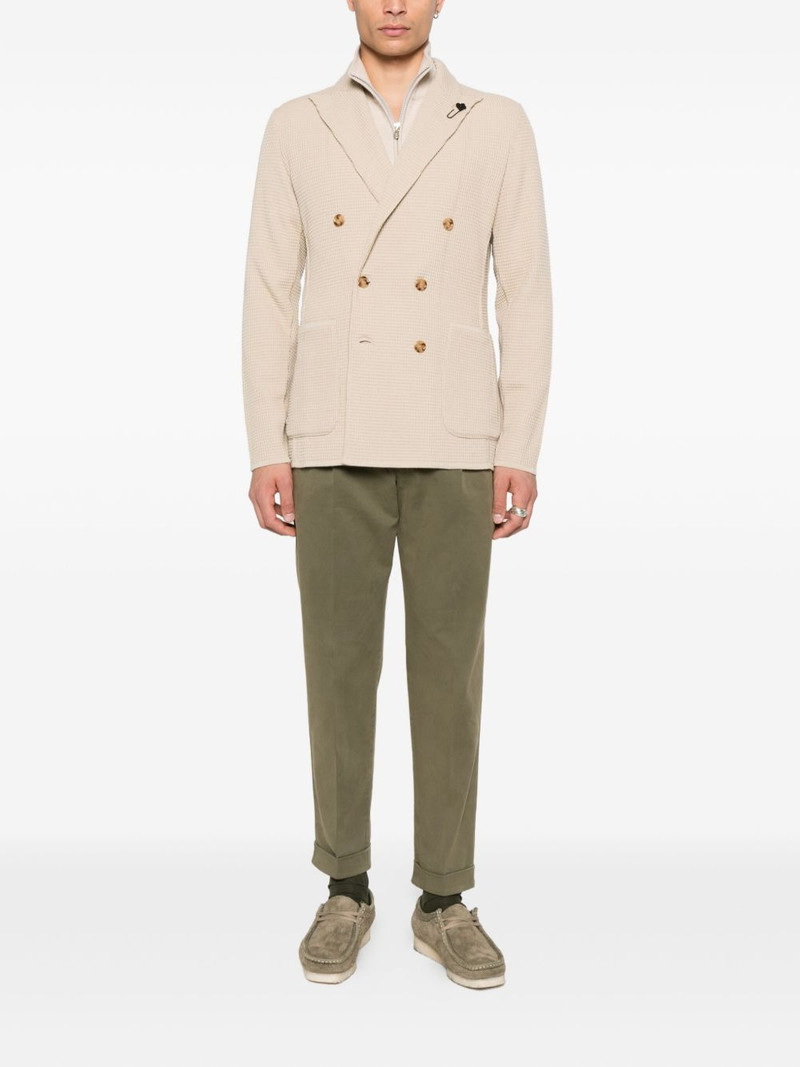 LARDINI double-breasted waffle-textured jacket outlook