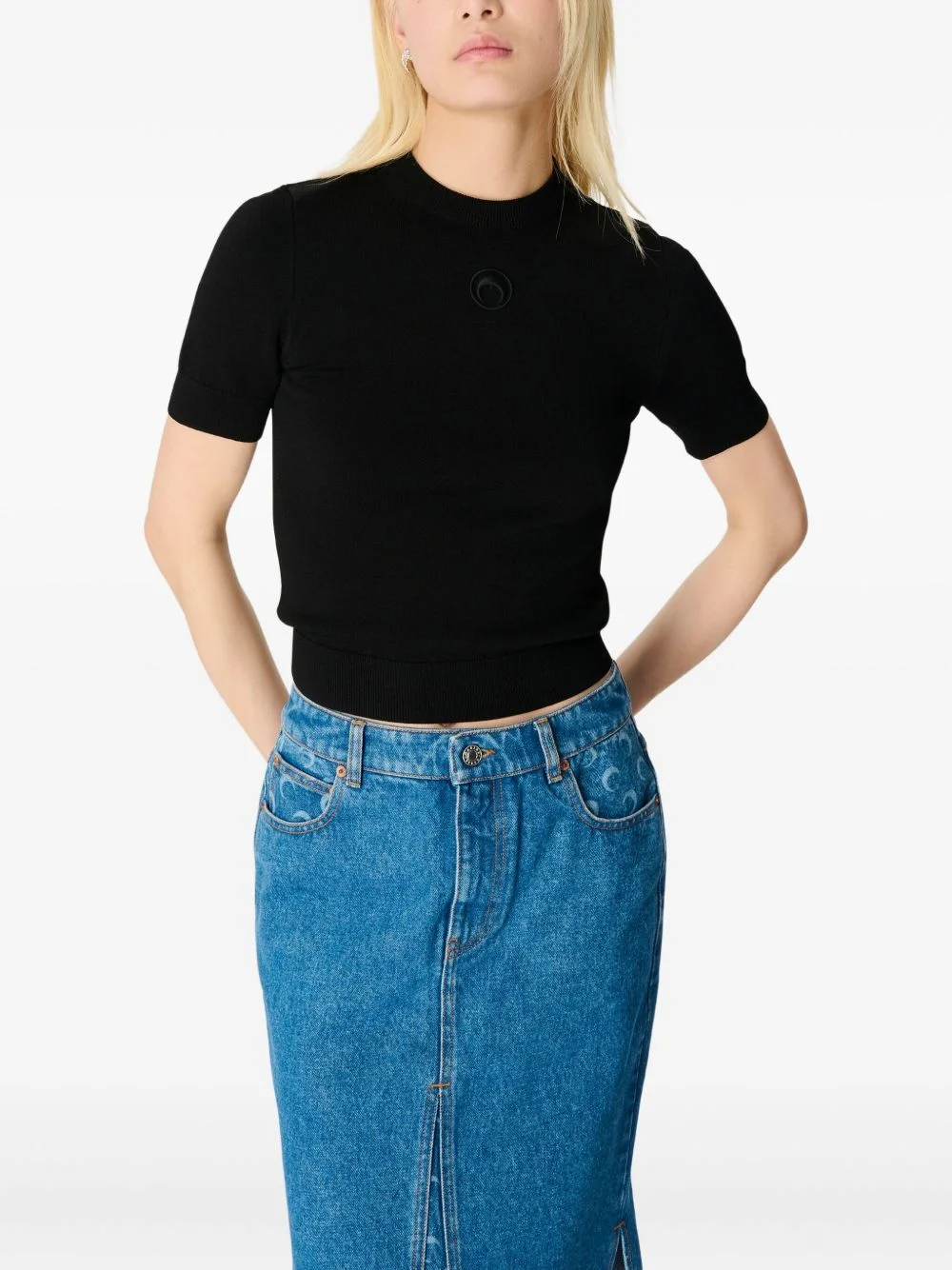 moon logo knit sweater - 1