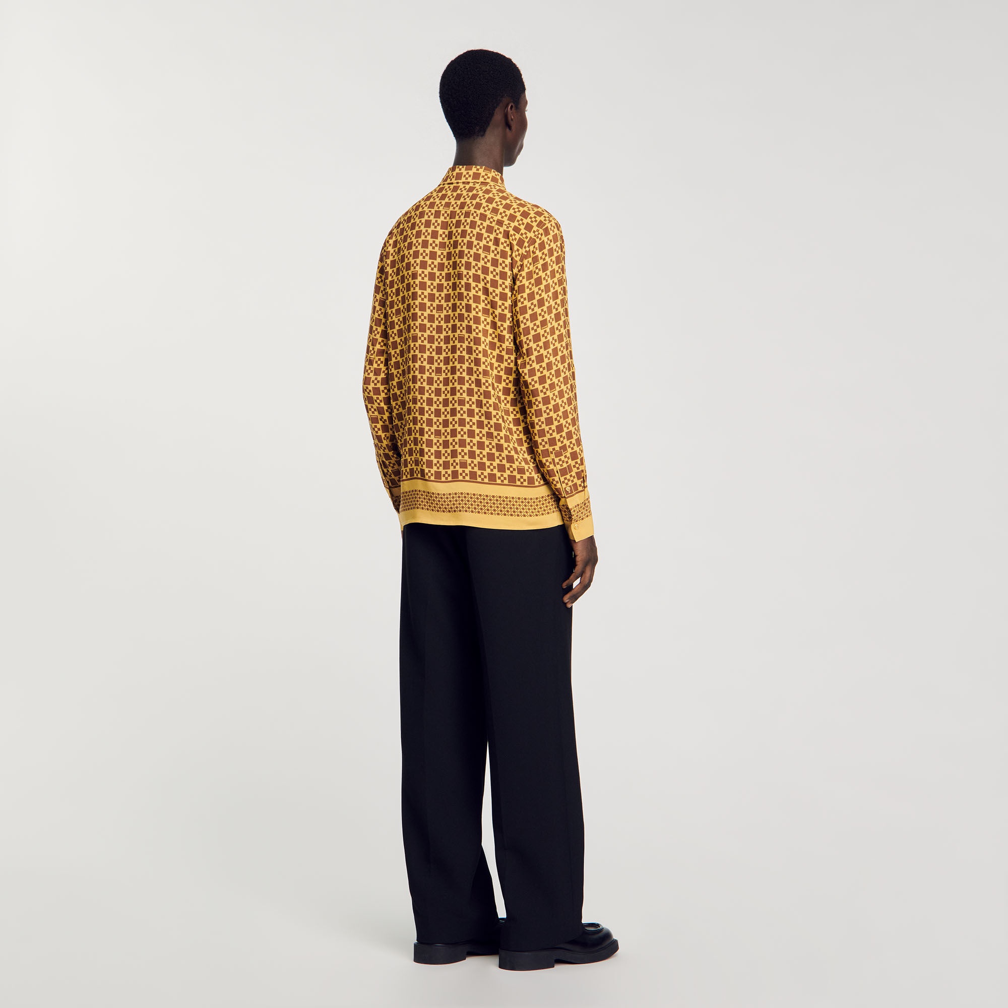 SQUARE CROSS MOTIF FLOWING SHIRT - 6