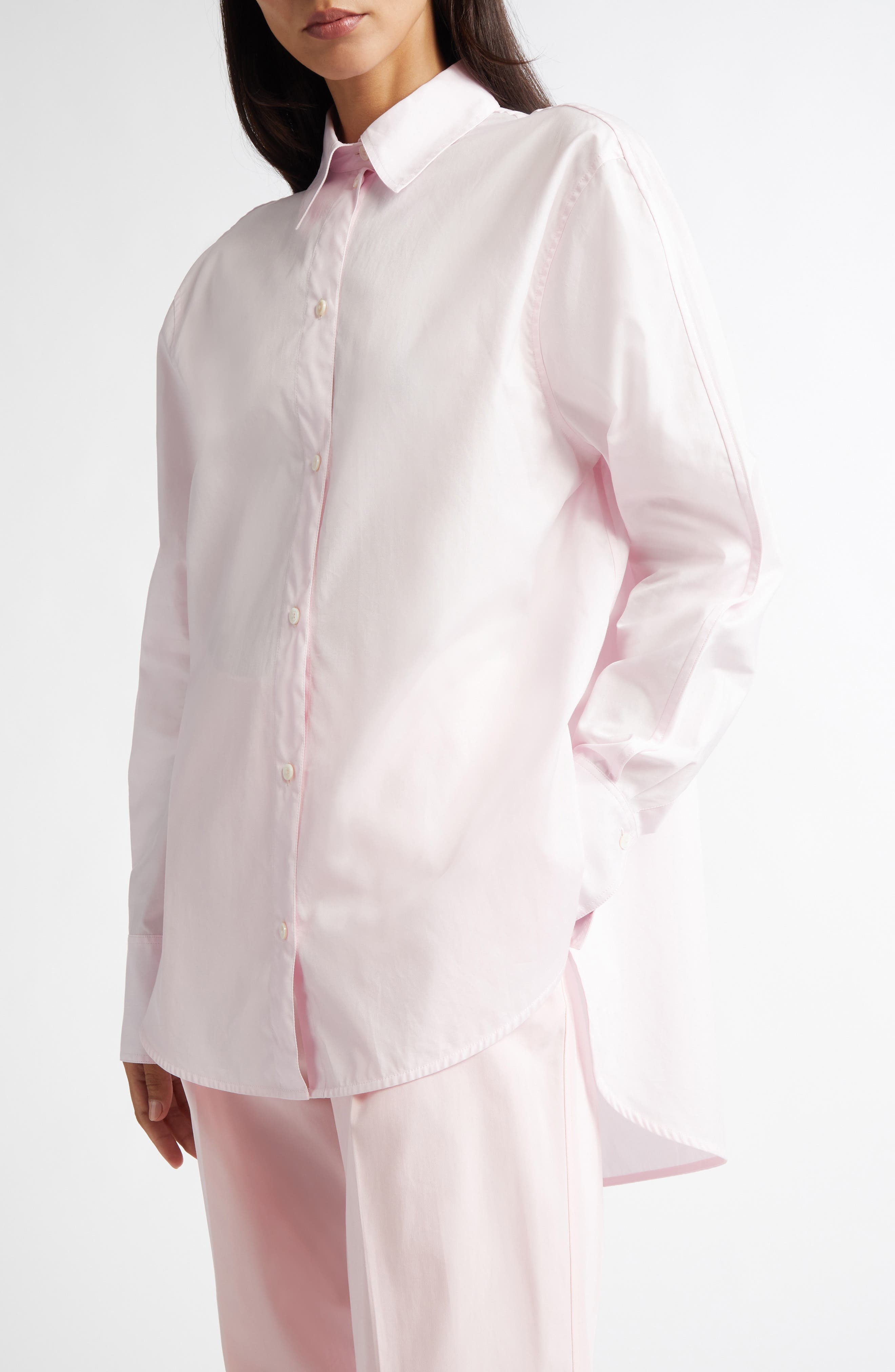TOTEME Wide Sleeve Cotton Poplin Button-Up Shirt in Blossom at Nordstrom - 4