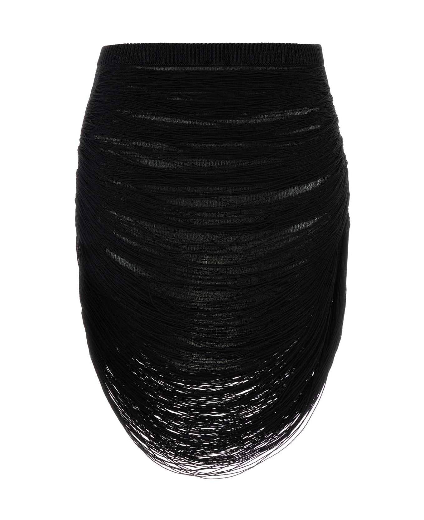 Black Viscose Blend Miniskirt - 1