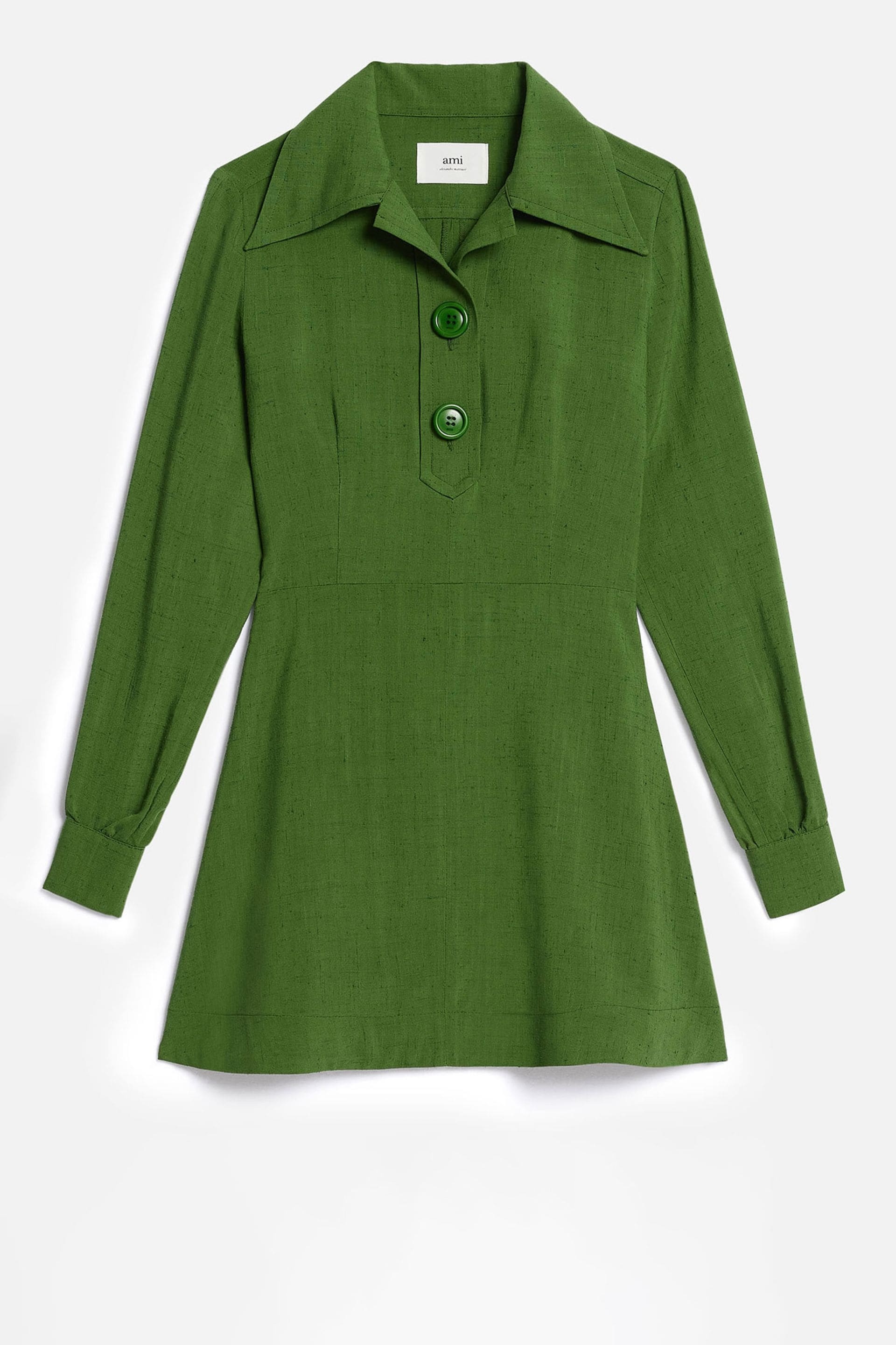 Buttoned Collar Short Dress - 1