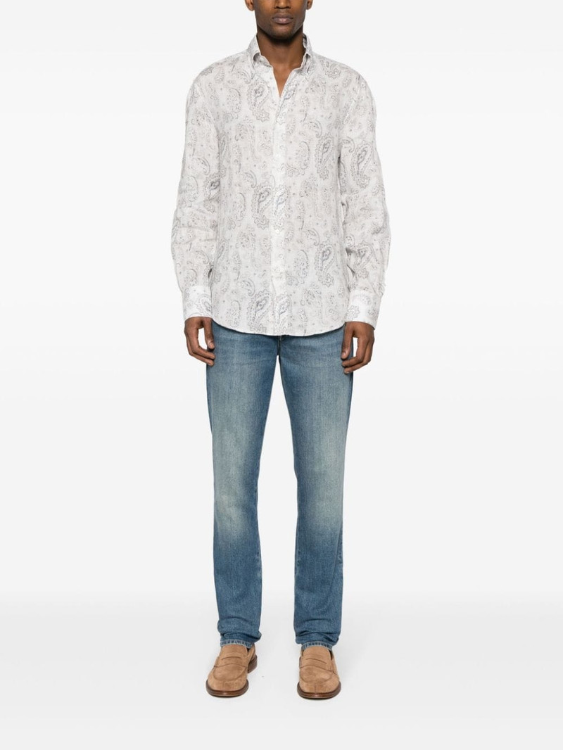 Brunello Cucinelli paisley-print linen shirt outlook
