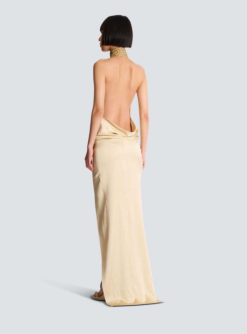 Silk halterneck dress with Sand Effect embroidery 4