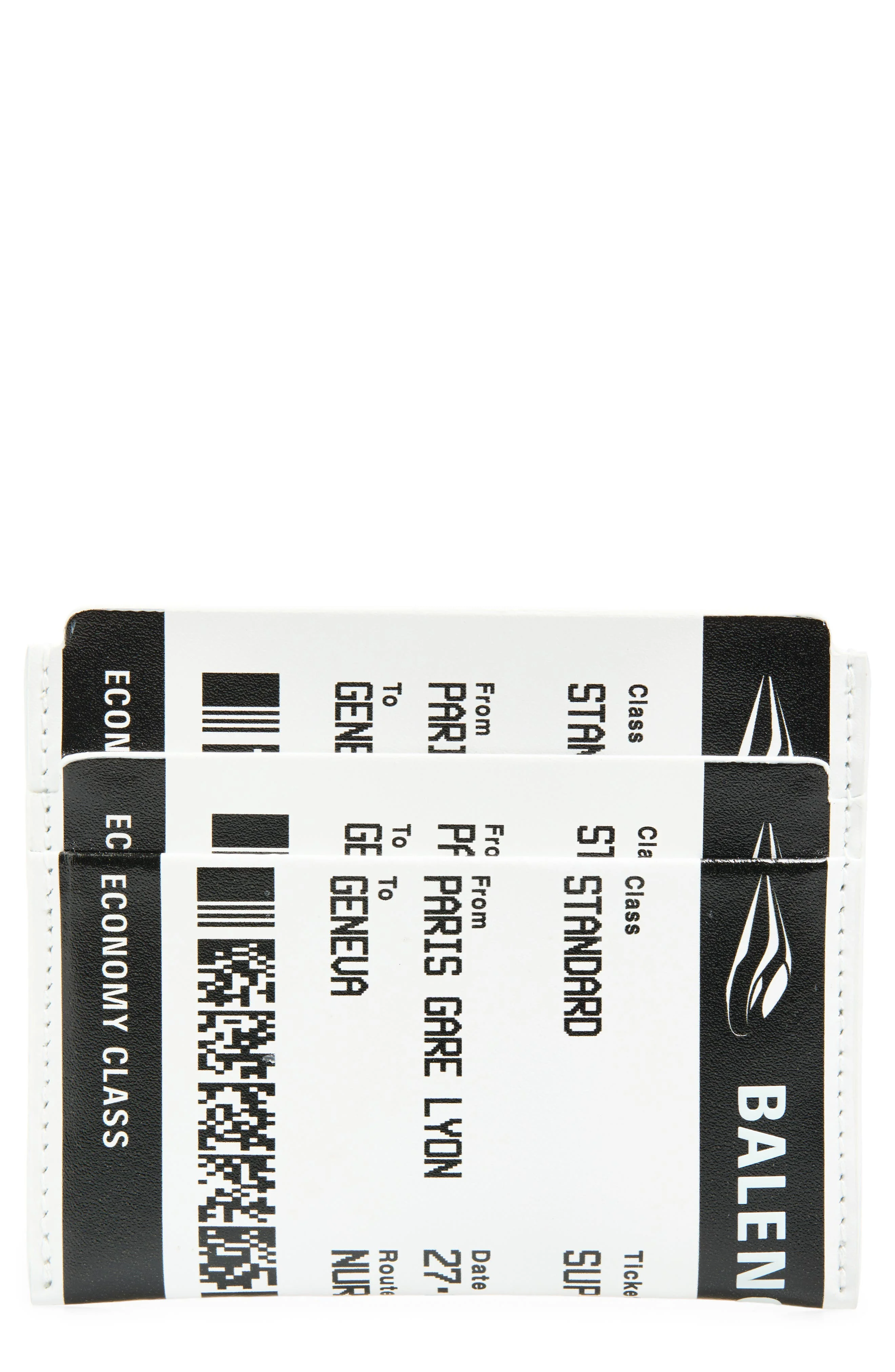 Balenciaga Boarding Pass Leather Card Case in 1090 Black/White at Nordstrom - 1