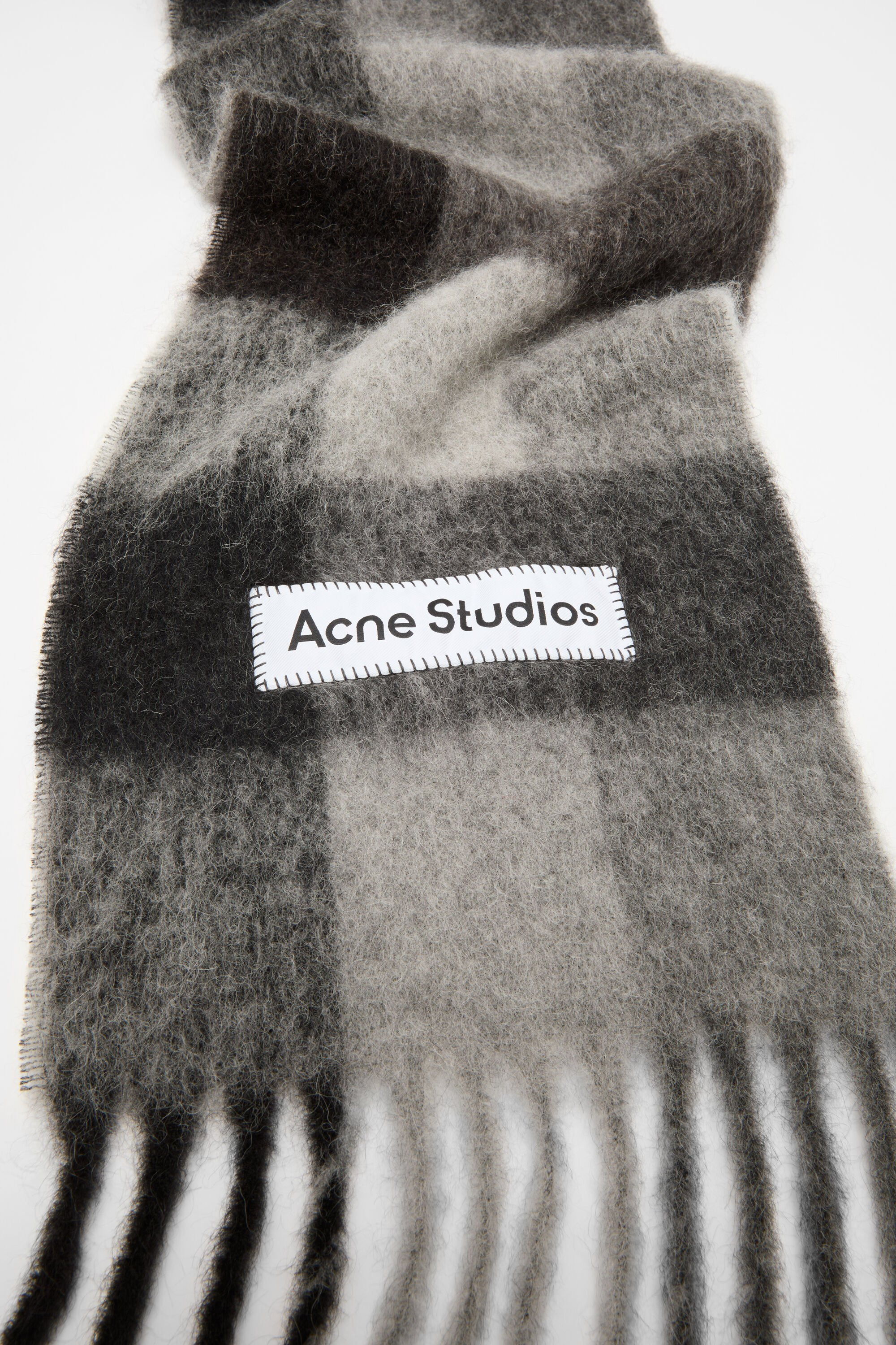 Mohair checked scarf - Dark Black/Grey/Dark Grey - 3