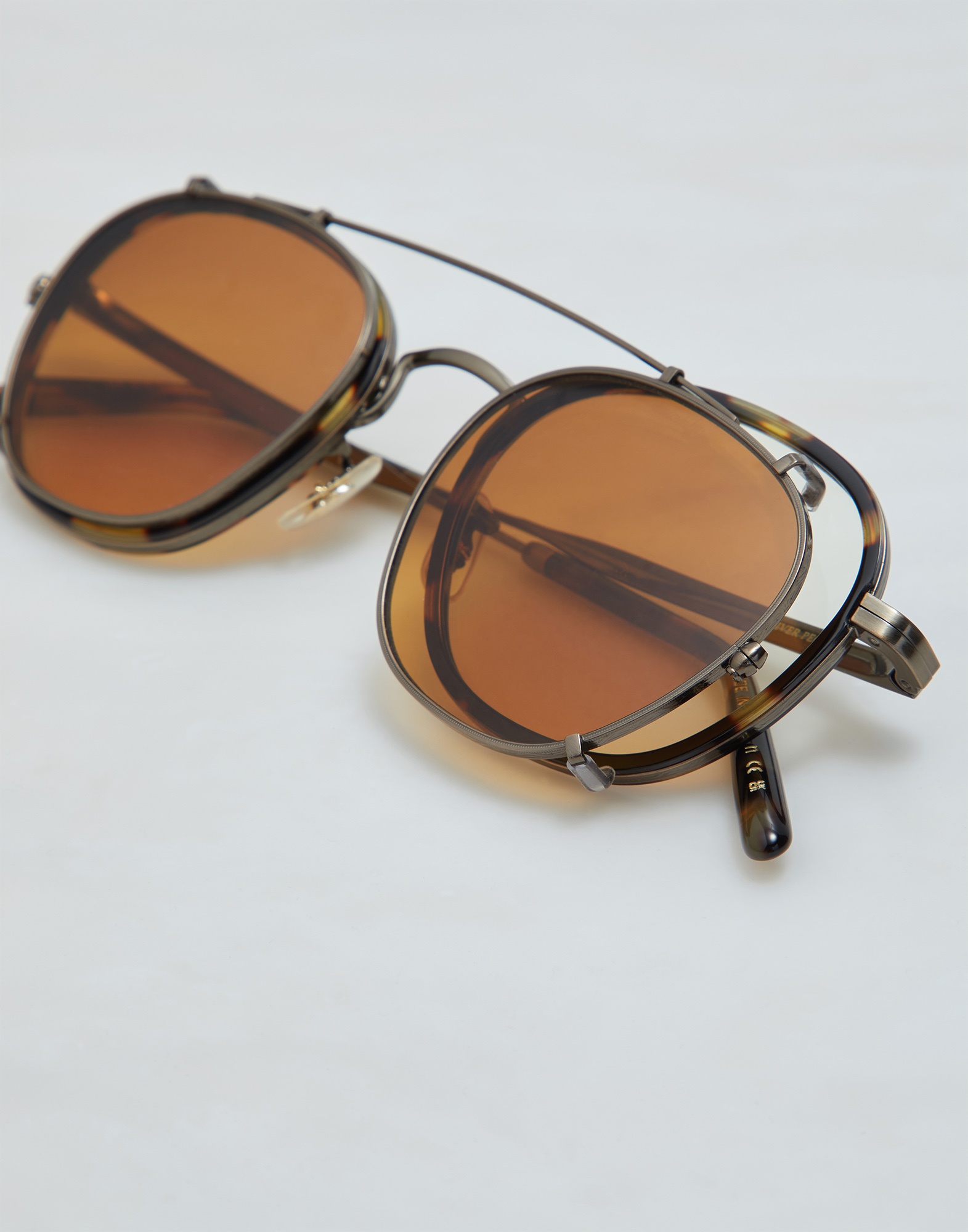 Lilletto titanium and acetate glasses with sun clip-on - 3