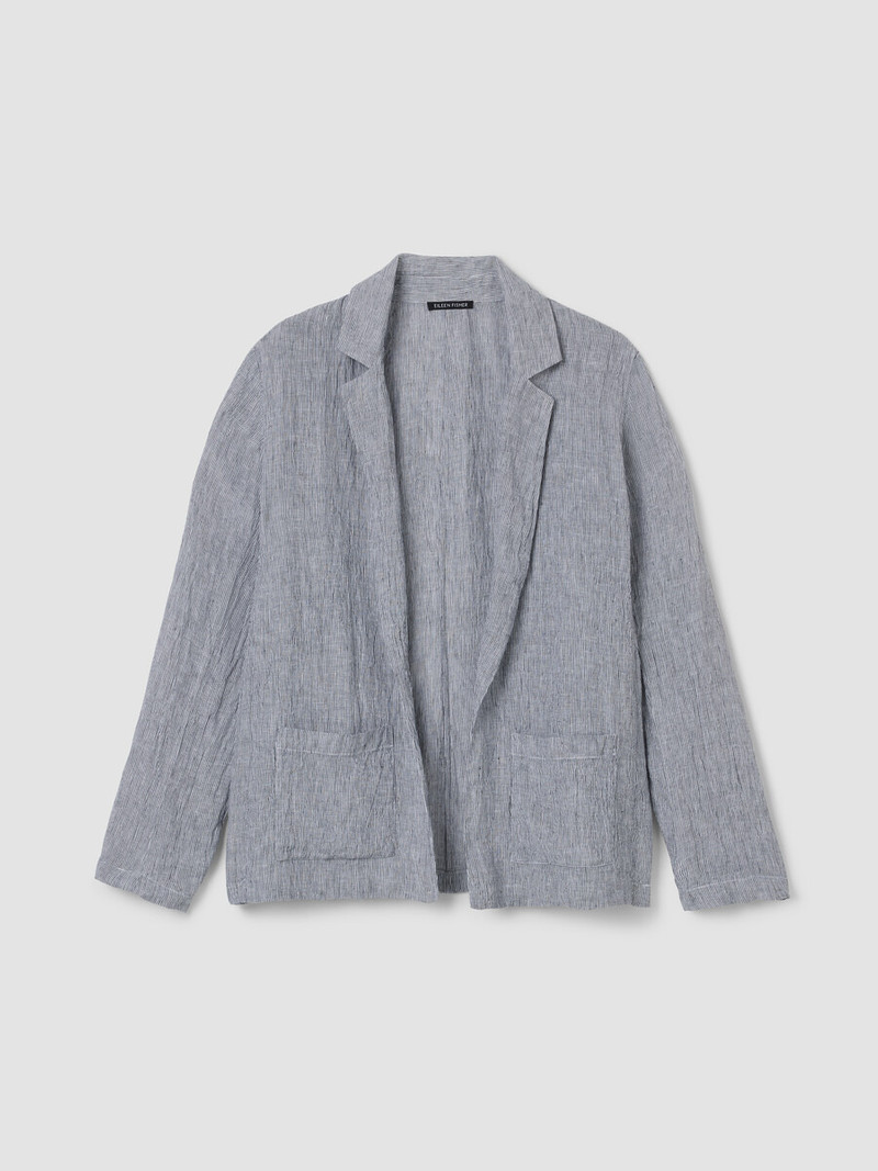 Puckered Organic Linen Stripe Blazer 1