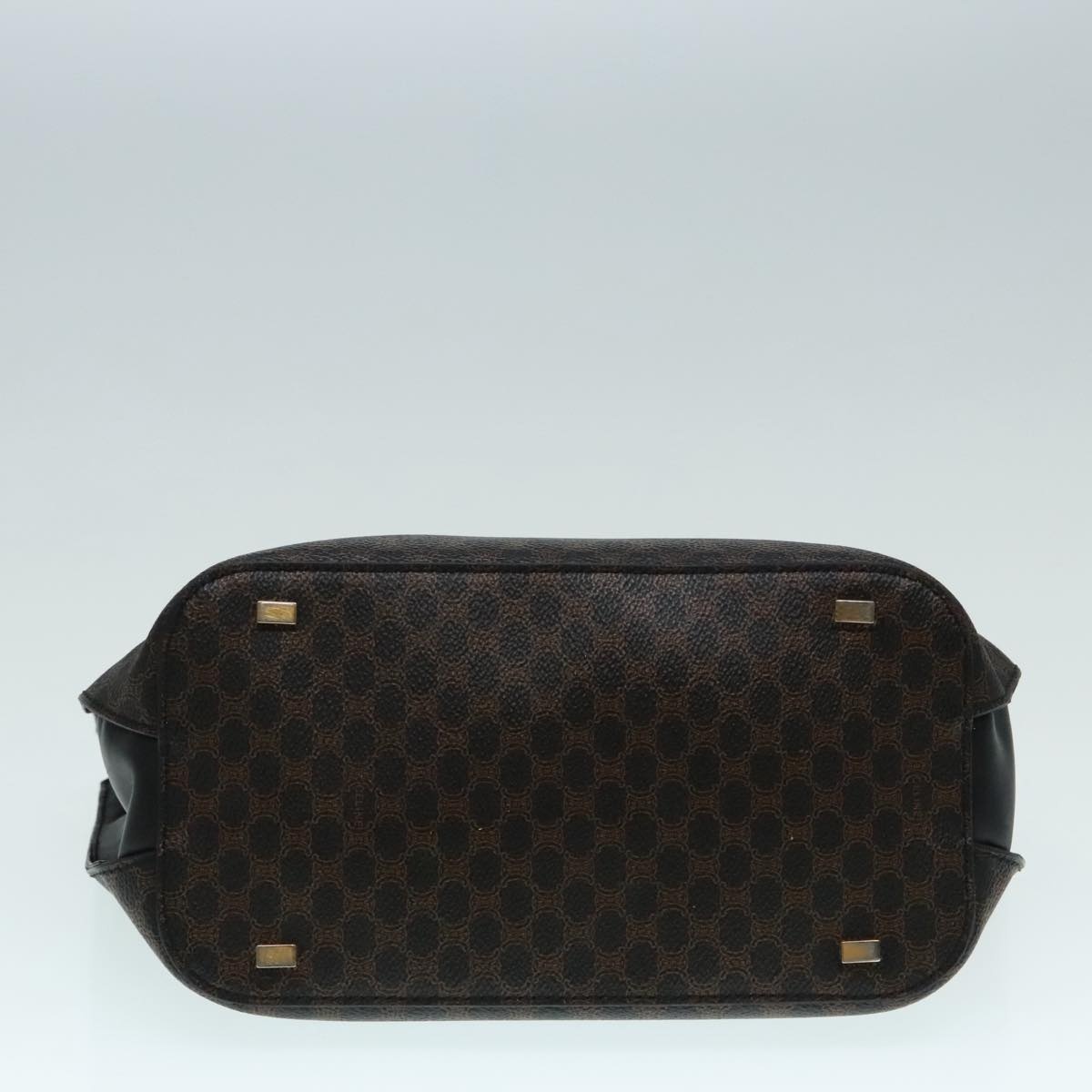 CELINE Macadam Canvas Hand Bag Pvc Leather Black Gold - 6