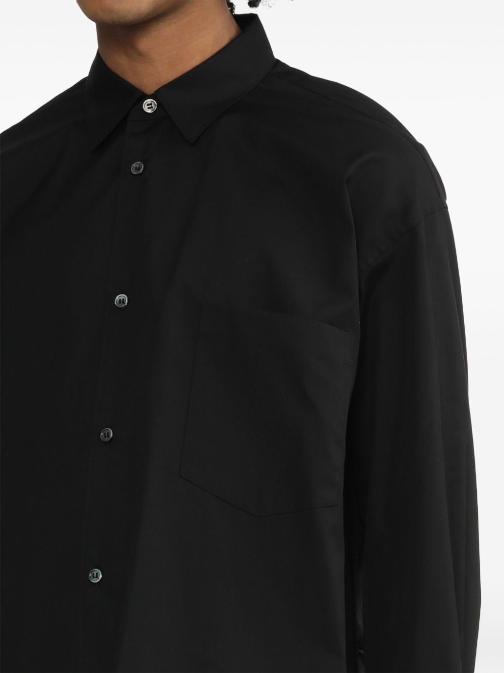 satin-panelled cotton shirt - 5