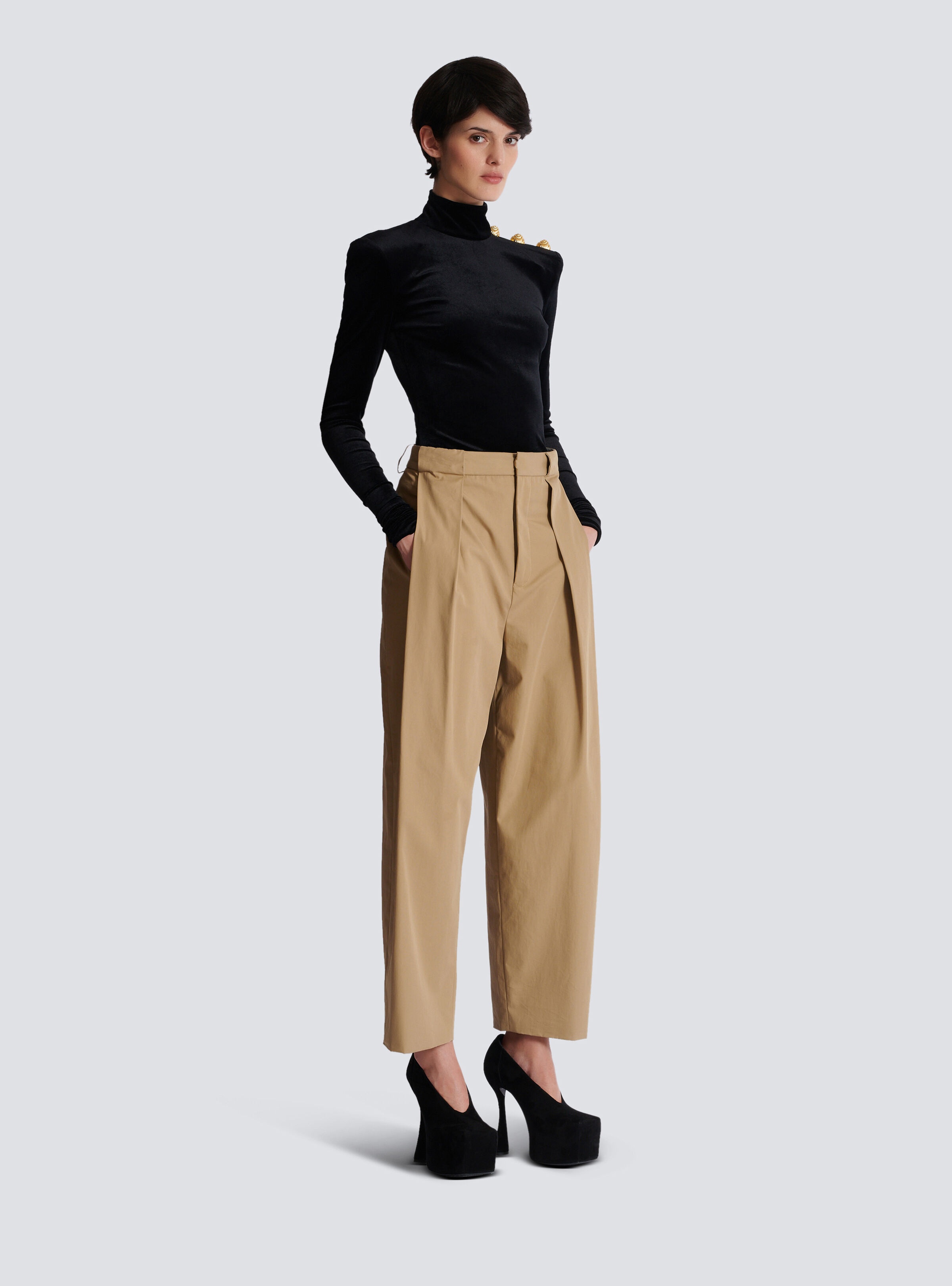 Pleated cotton trousers - 3