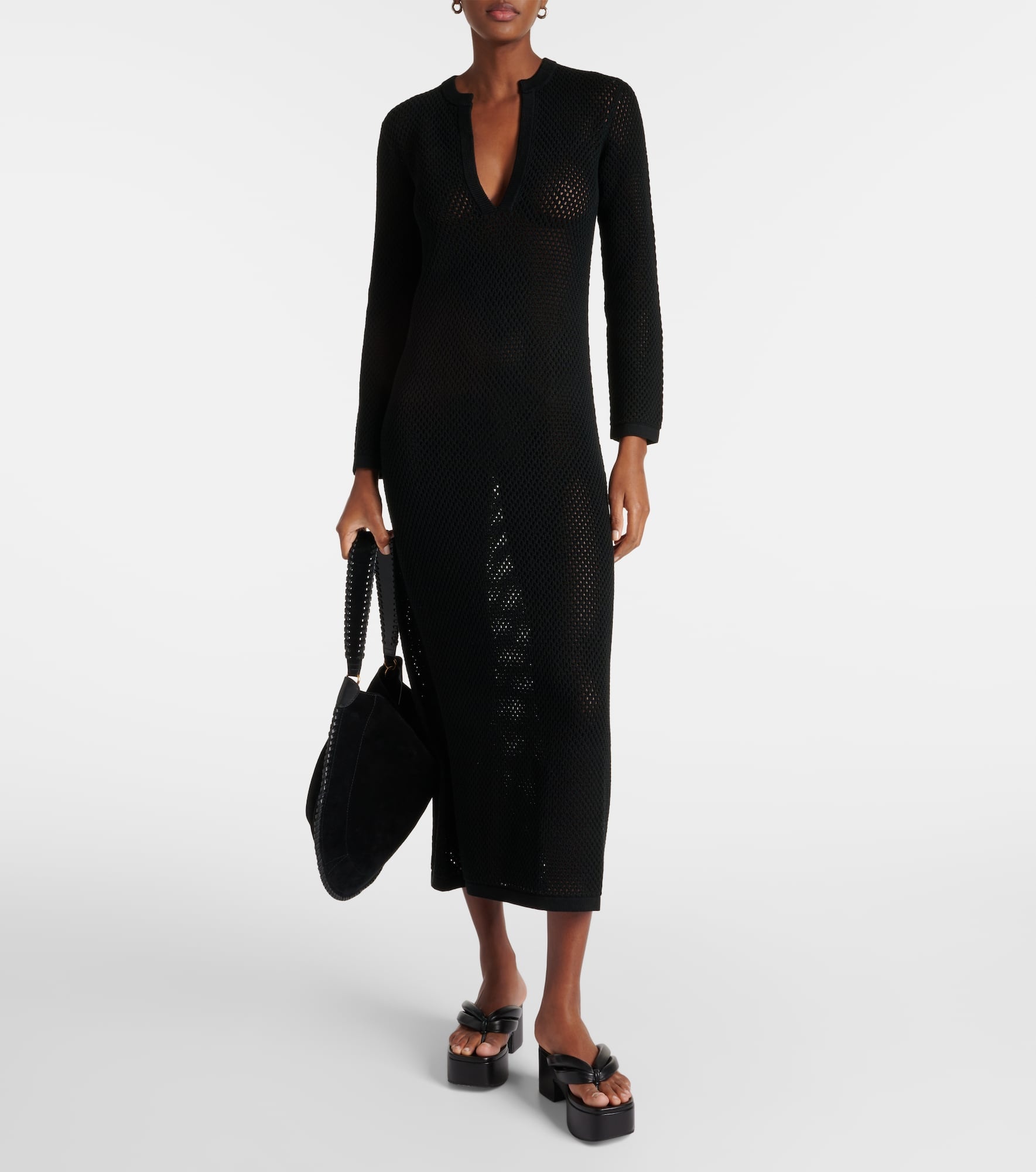 Zera open-knit cotton maxi dress - 2