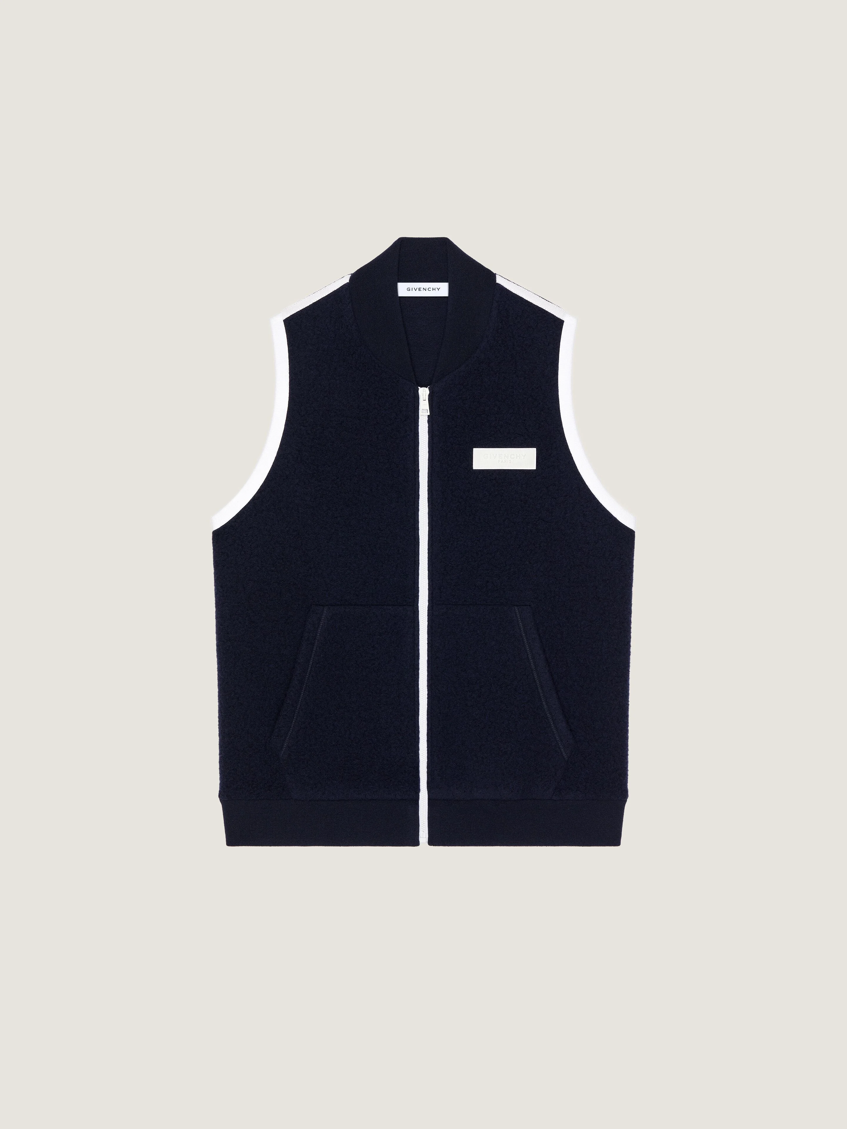 SLEEVELESS FLEECE JACKET WITH GROS GRAIN DETAIL - 1