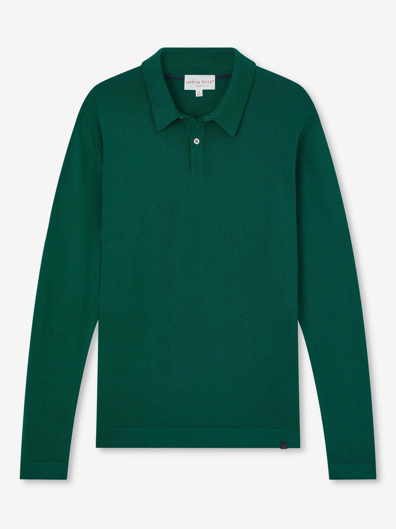 Men's Long Sleeve Polo Shirt Jacob Sea Island Cotton Green - 1